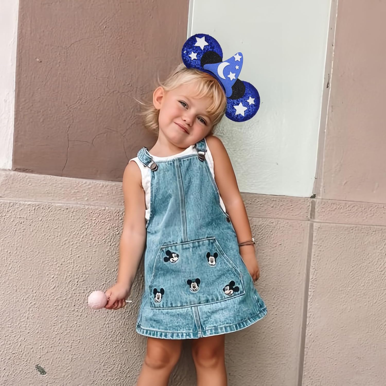 ETLUK Mouse Ears Headband - Blue Wizard Park Ears Sequin Bow
