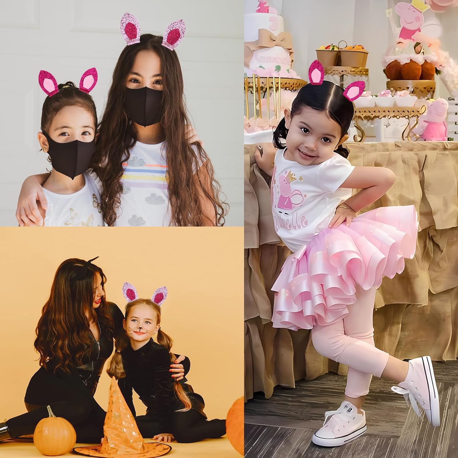4pc Pink Pig Ear Clips for Kids