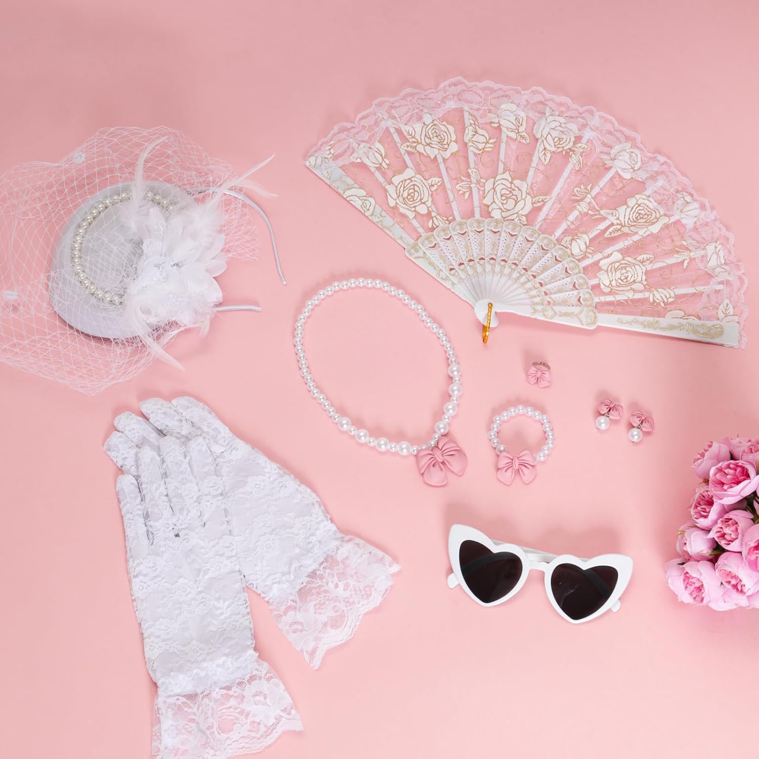 Fumwase 8-Piece White Tea Party Accessories Set for Girls