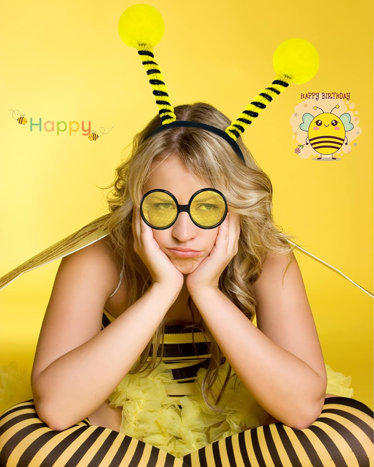 Bee costume headband glasses set for adults