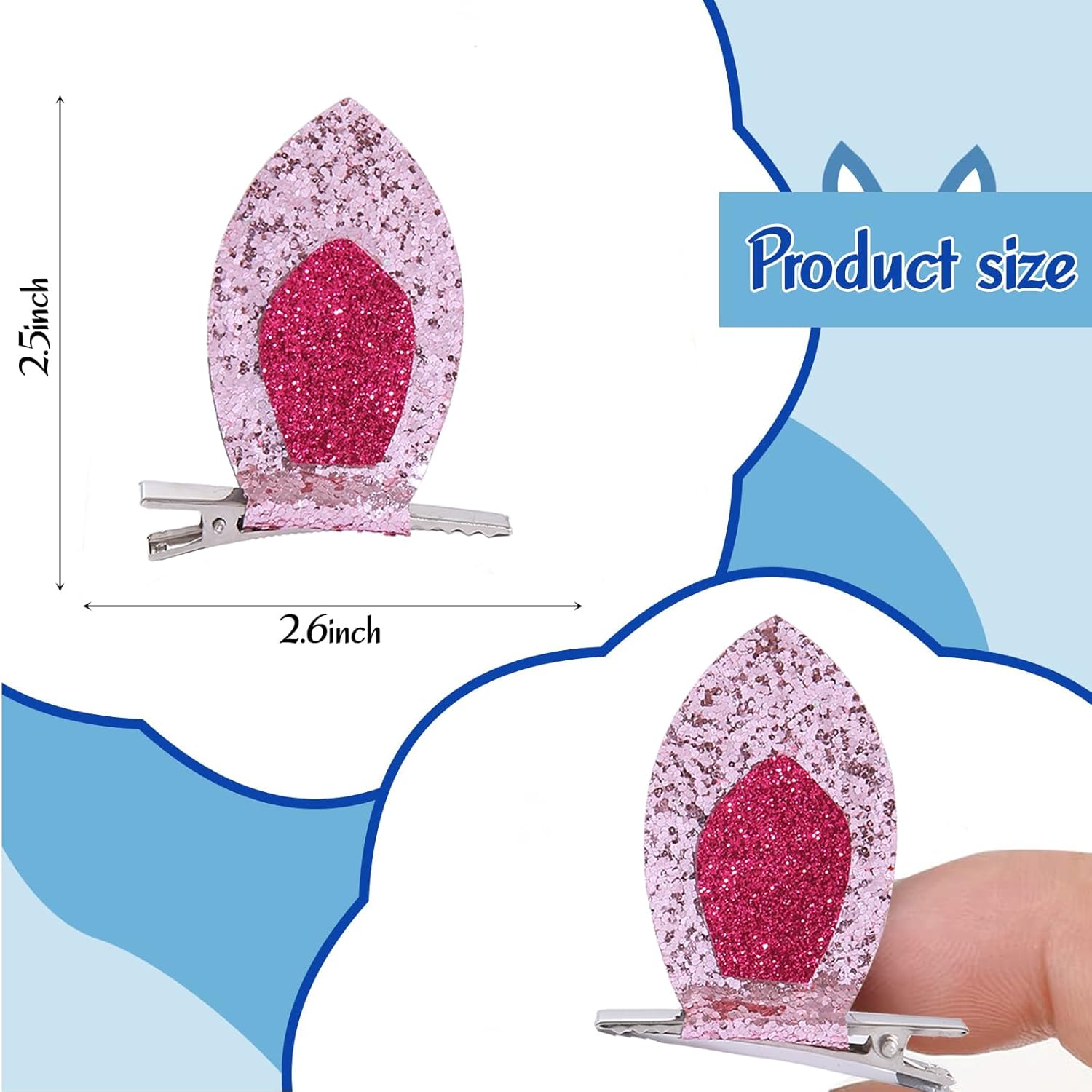4pc Pink Pig Ear Clips for Kids