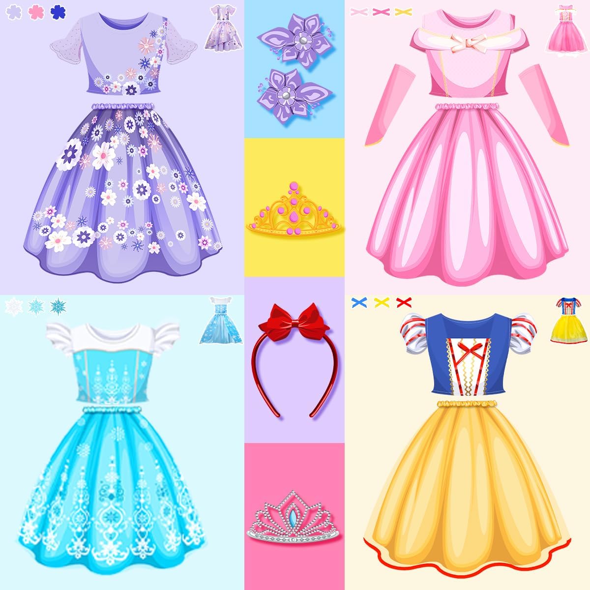 Meland Princess Dress Up Box 4 Set Validating Role Play for Girls