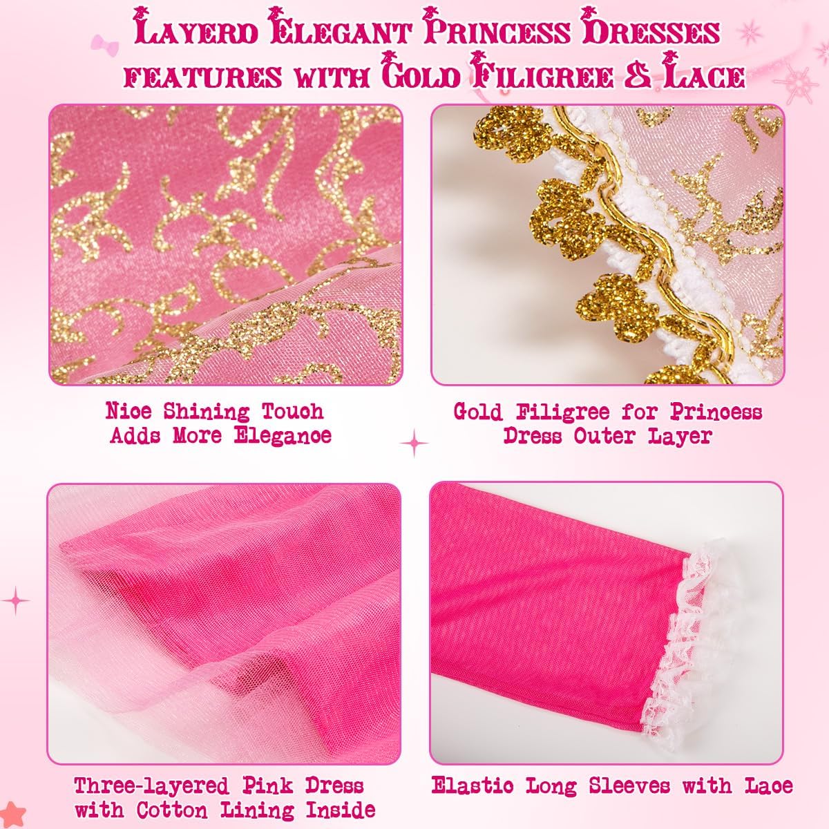 Meland Pink Princess Dress Up Set Light-Up Accessories for Girls