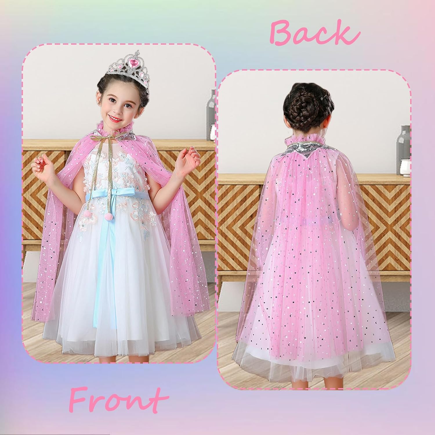 ADCARE Princess Cape Set for Girls appraisal Kids Halloween Party Dressing Up