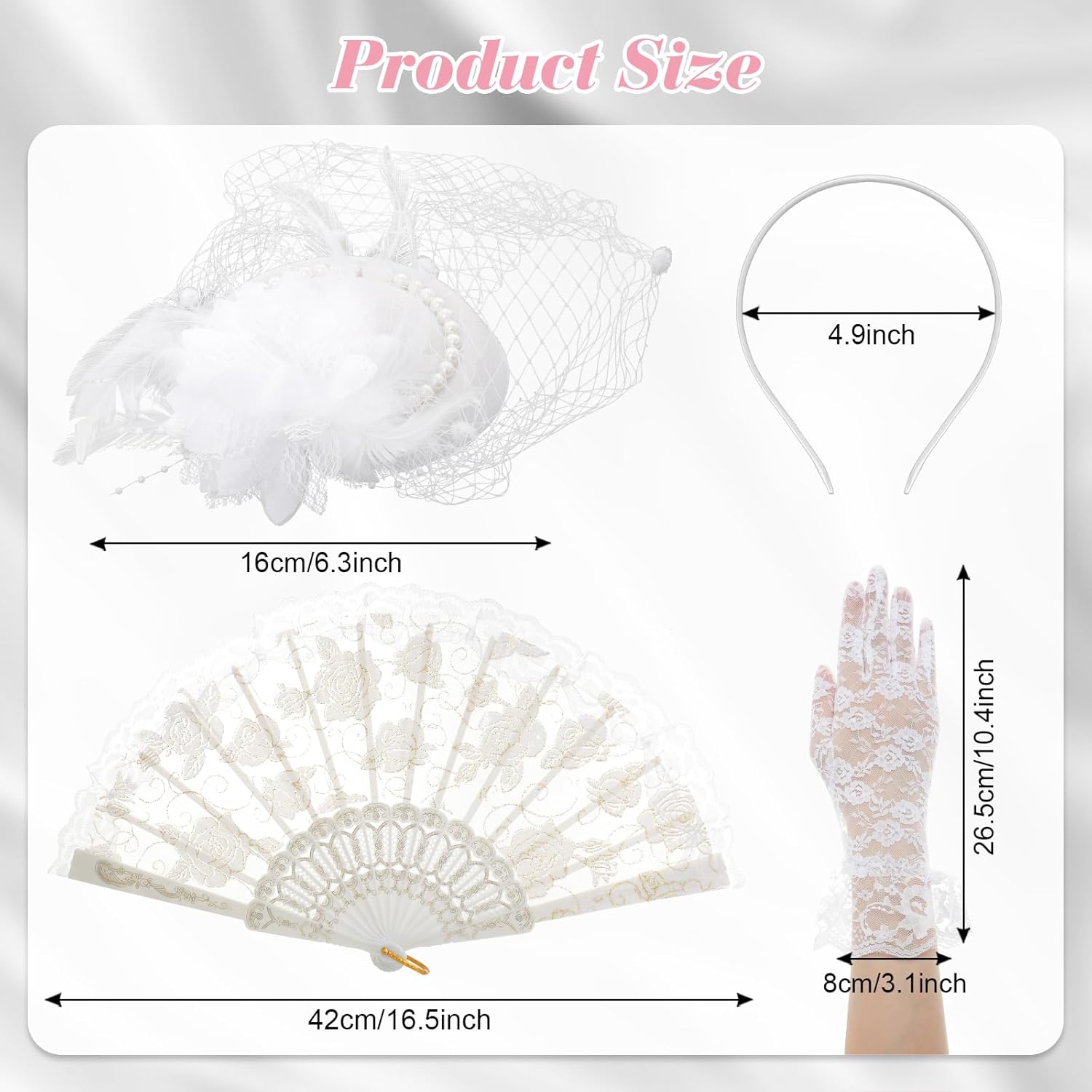 Fumwase 8-Piece White Tea Party Accessories Set for Girls