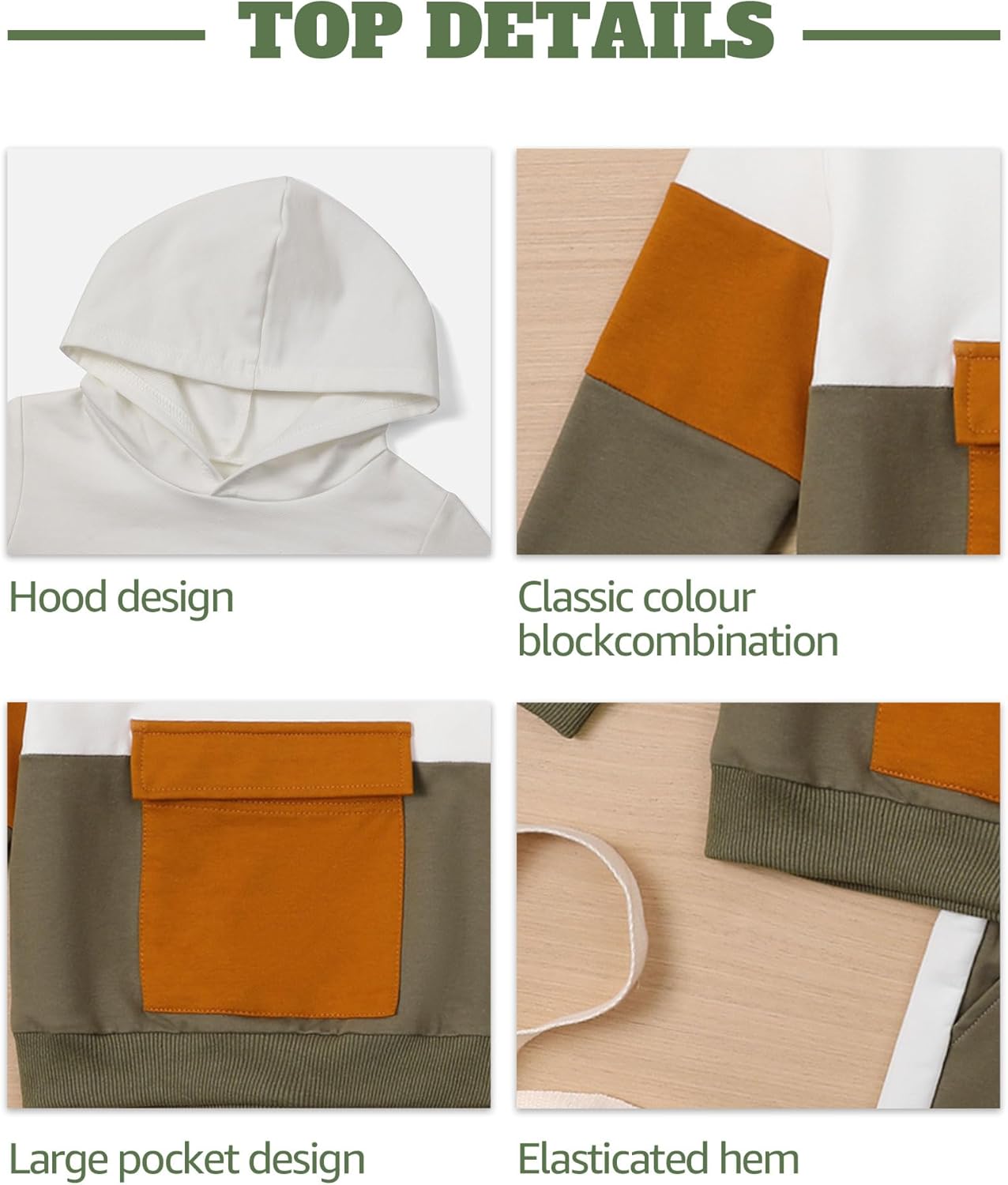 mkodopy Toddler Boy Hoodie Sweatset Set