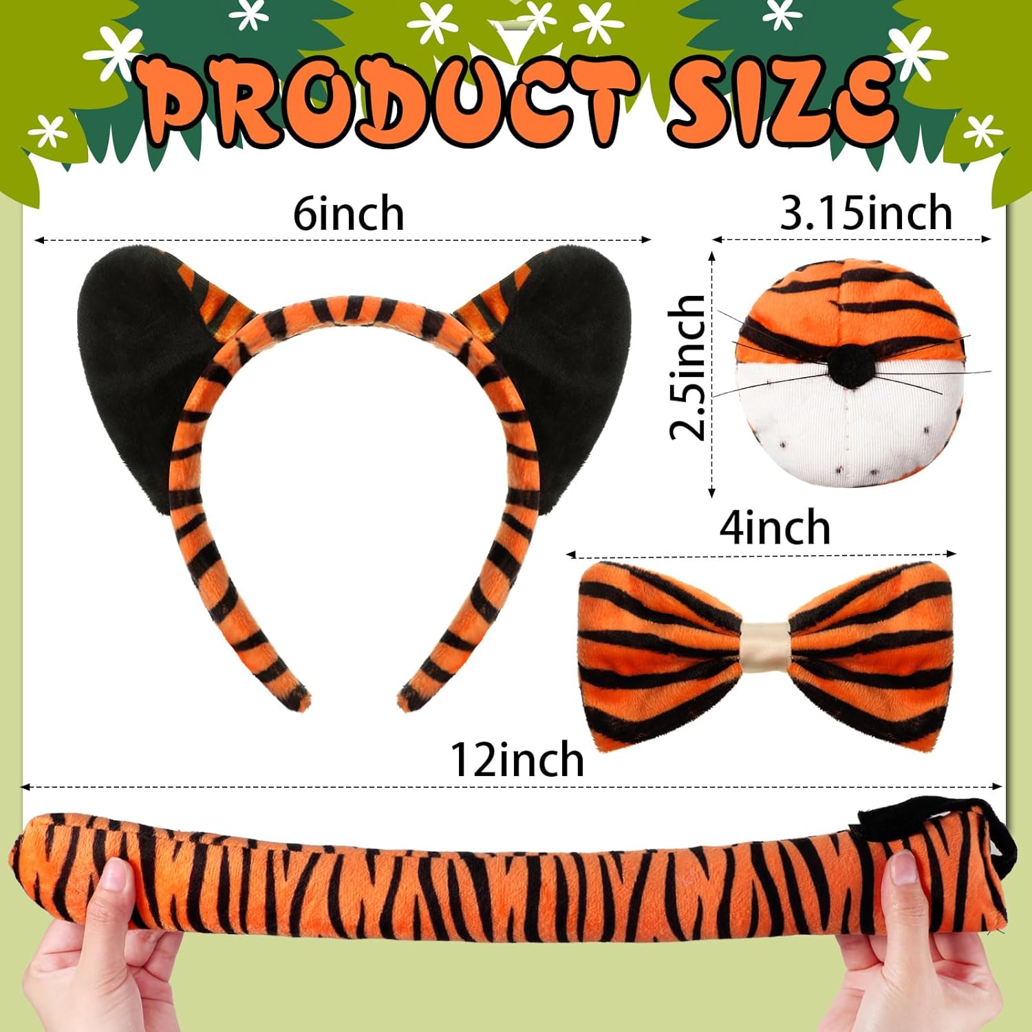 4 Pcs Carnival Kids Tiger Costume Kit with Bow Tie