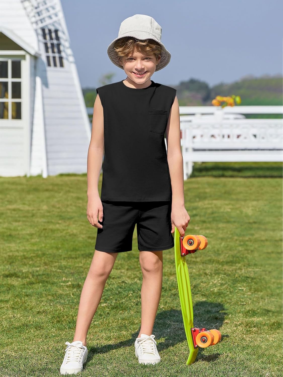 Haloumoning Boys 2-Piece Summer Outfits for 4-14 Years
