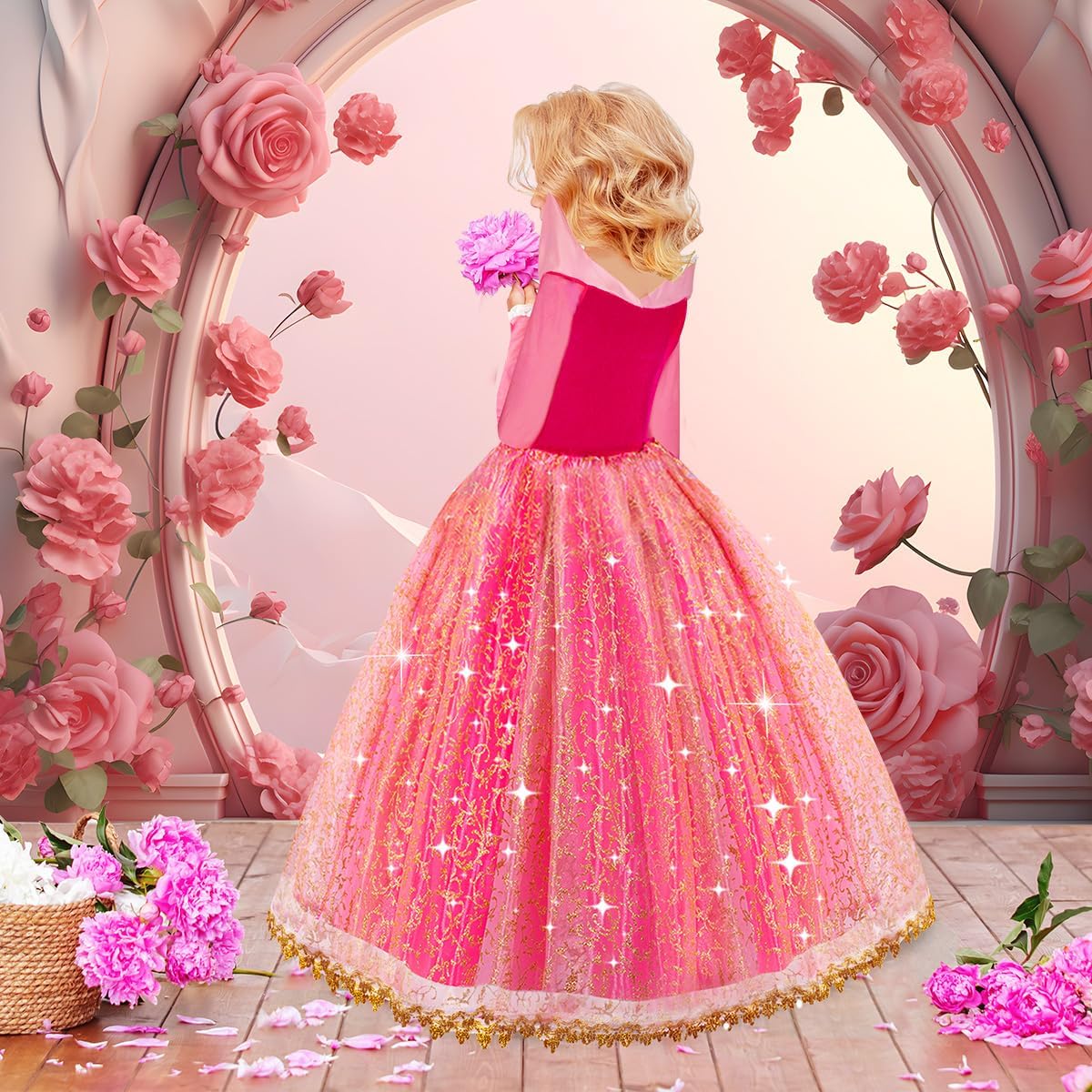 Meland Pink Princess Dress Up Set Light-Up Accessories for Girls