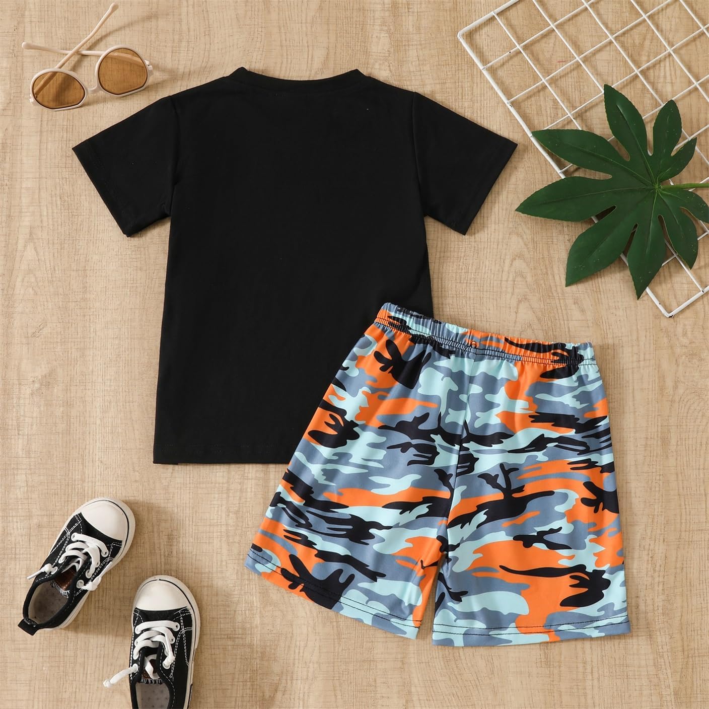 WMHNEI Boys Summer Shorts Set with Coconut Tree Print