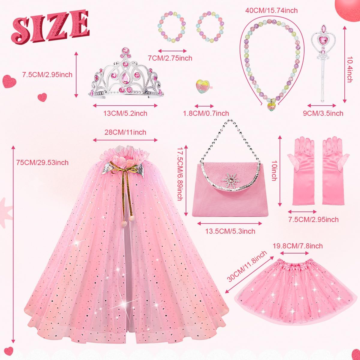 Meland Princess Dress Up Set for Little Girls Glitter Party wears