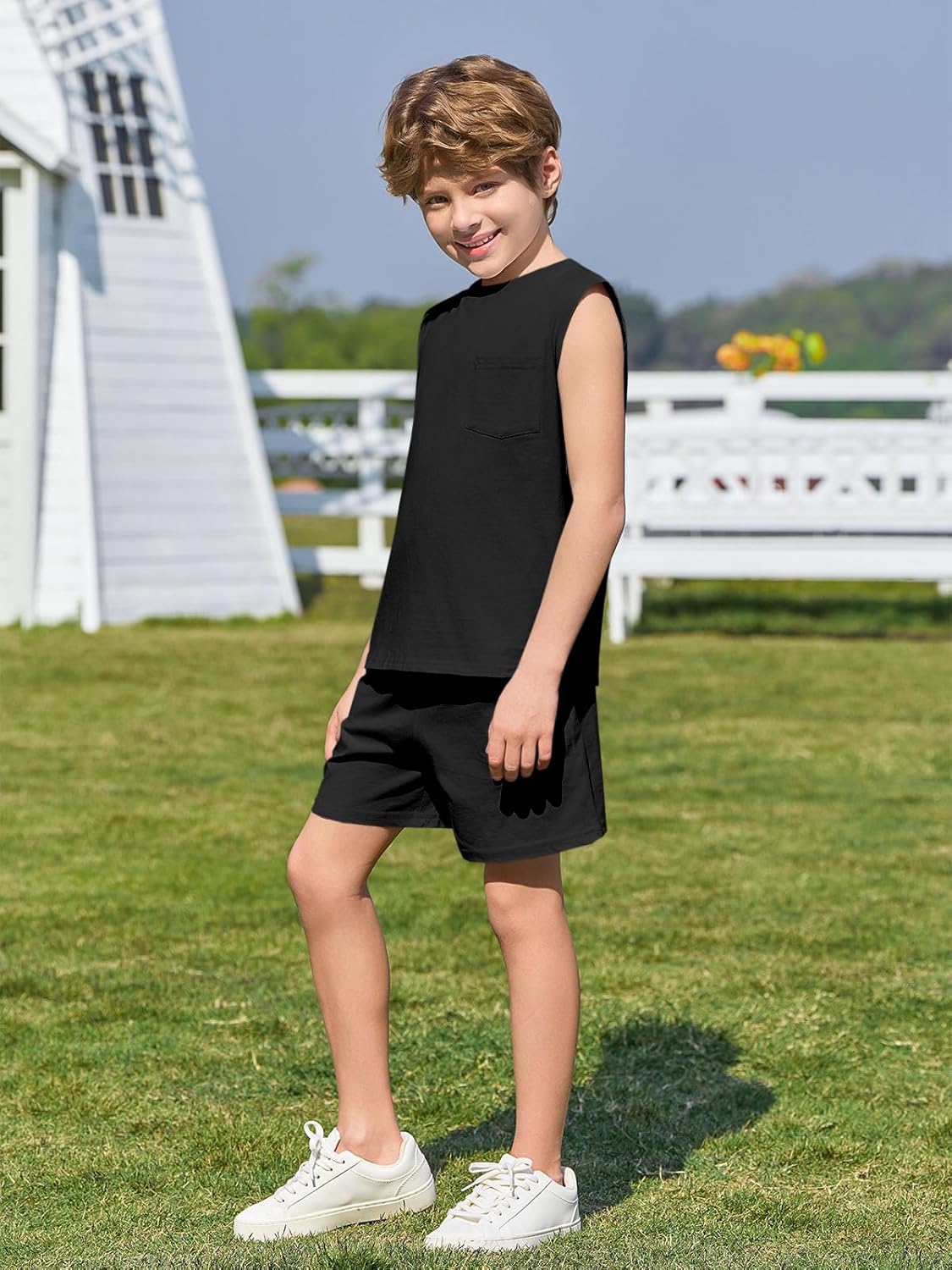 Haloumoning Boys 2-Piece Summer Outfits for 4-14 Years