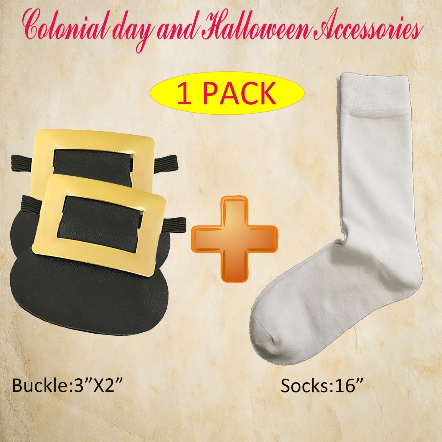 Colonial Style Shoe Buckle and Long White Socks for Kids