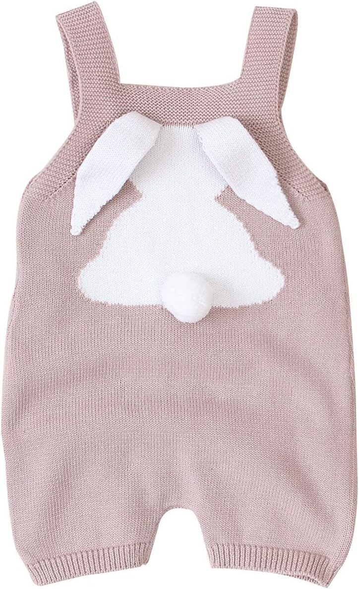 Cute Easter Costume for Toddler Girls Pink Knitted Blouse Jumpsuit