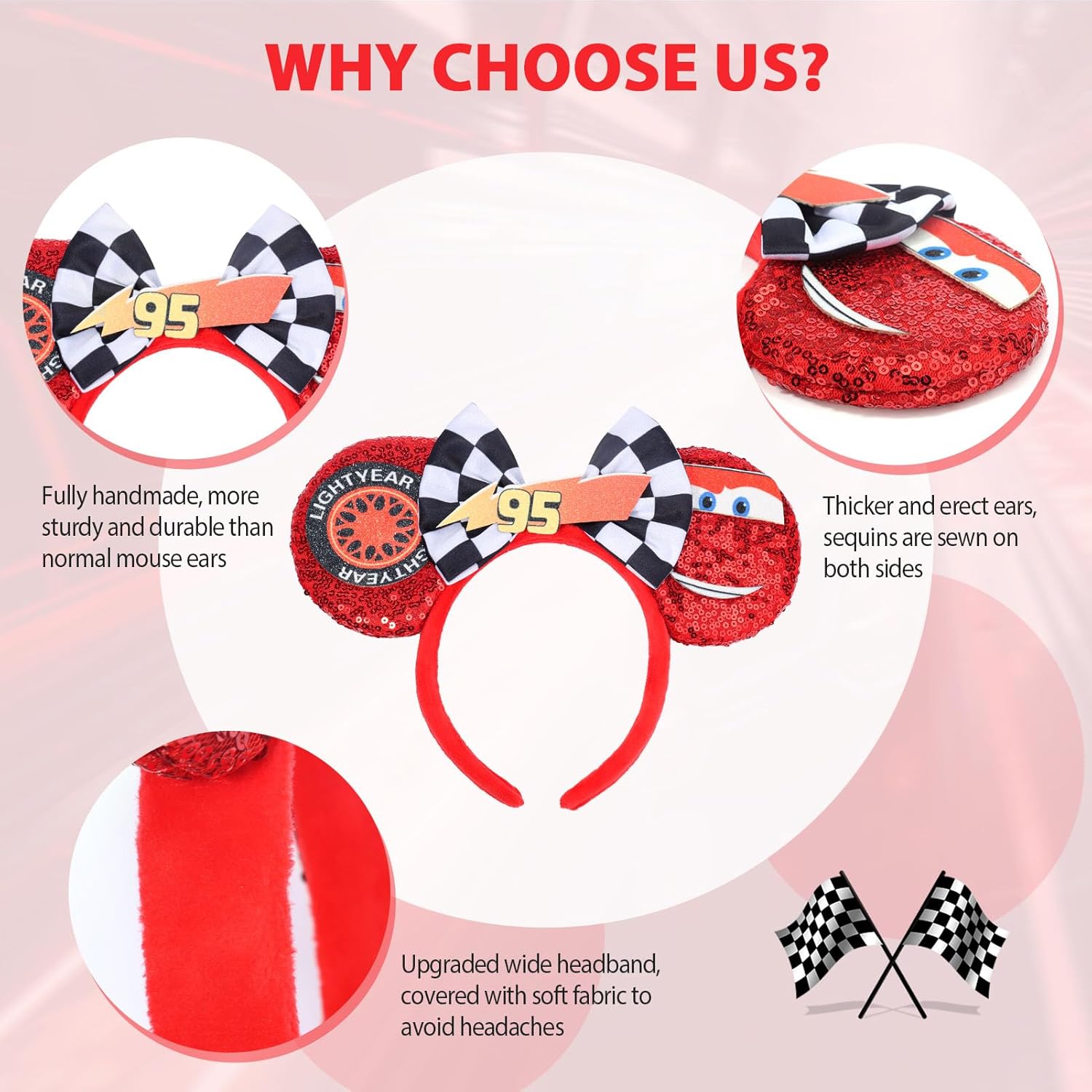 UNSPAZ Mouse Ears Headband Spun for Kids