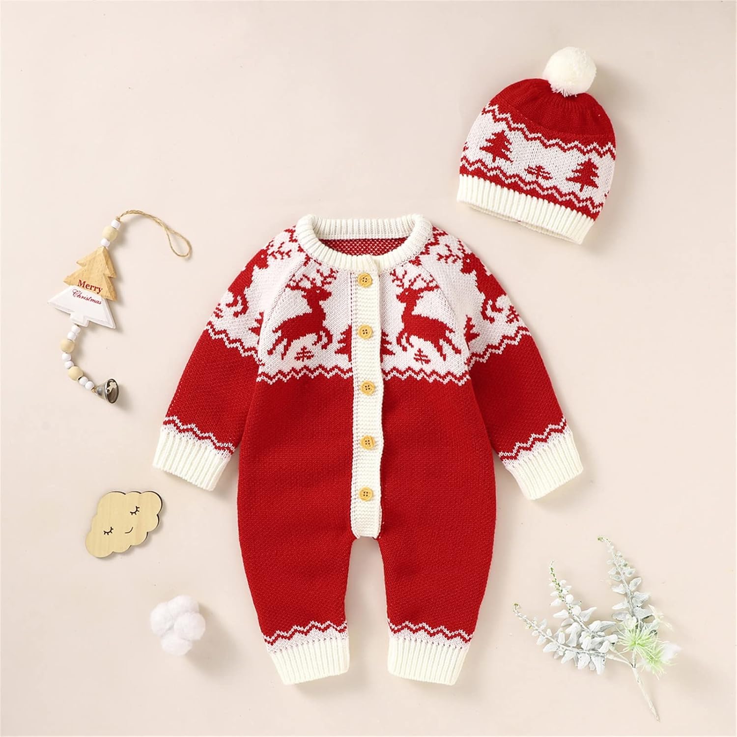 Baby Boys Christmas Romper Set