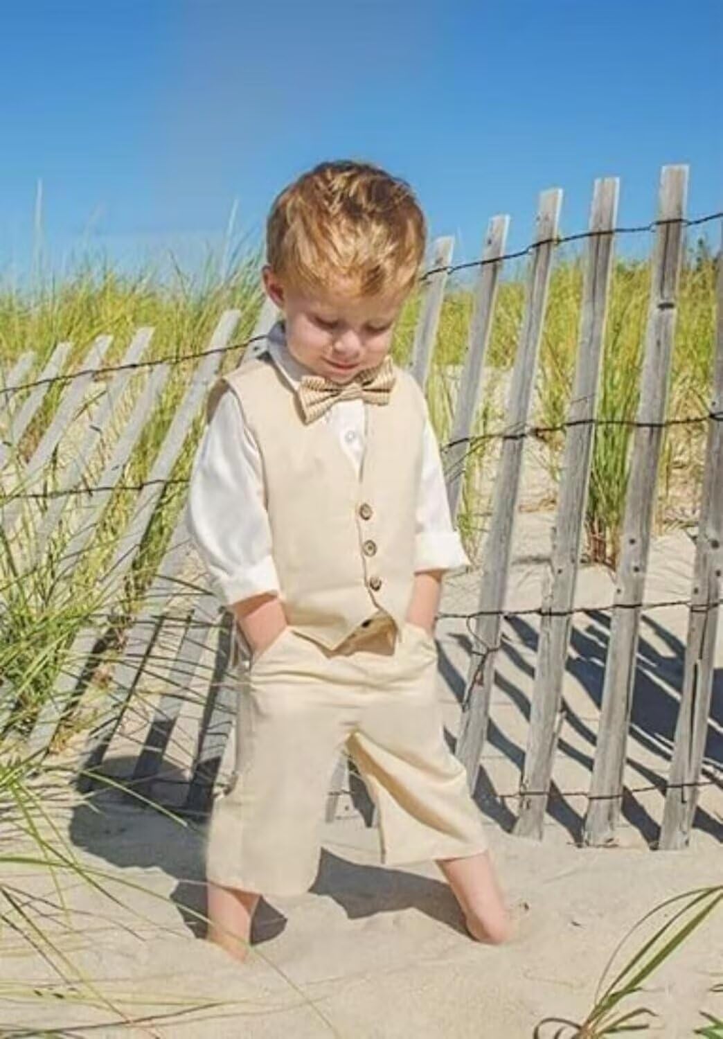 CUCUSIS Boys Linen Suits Summer 2-Piece debating set