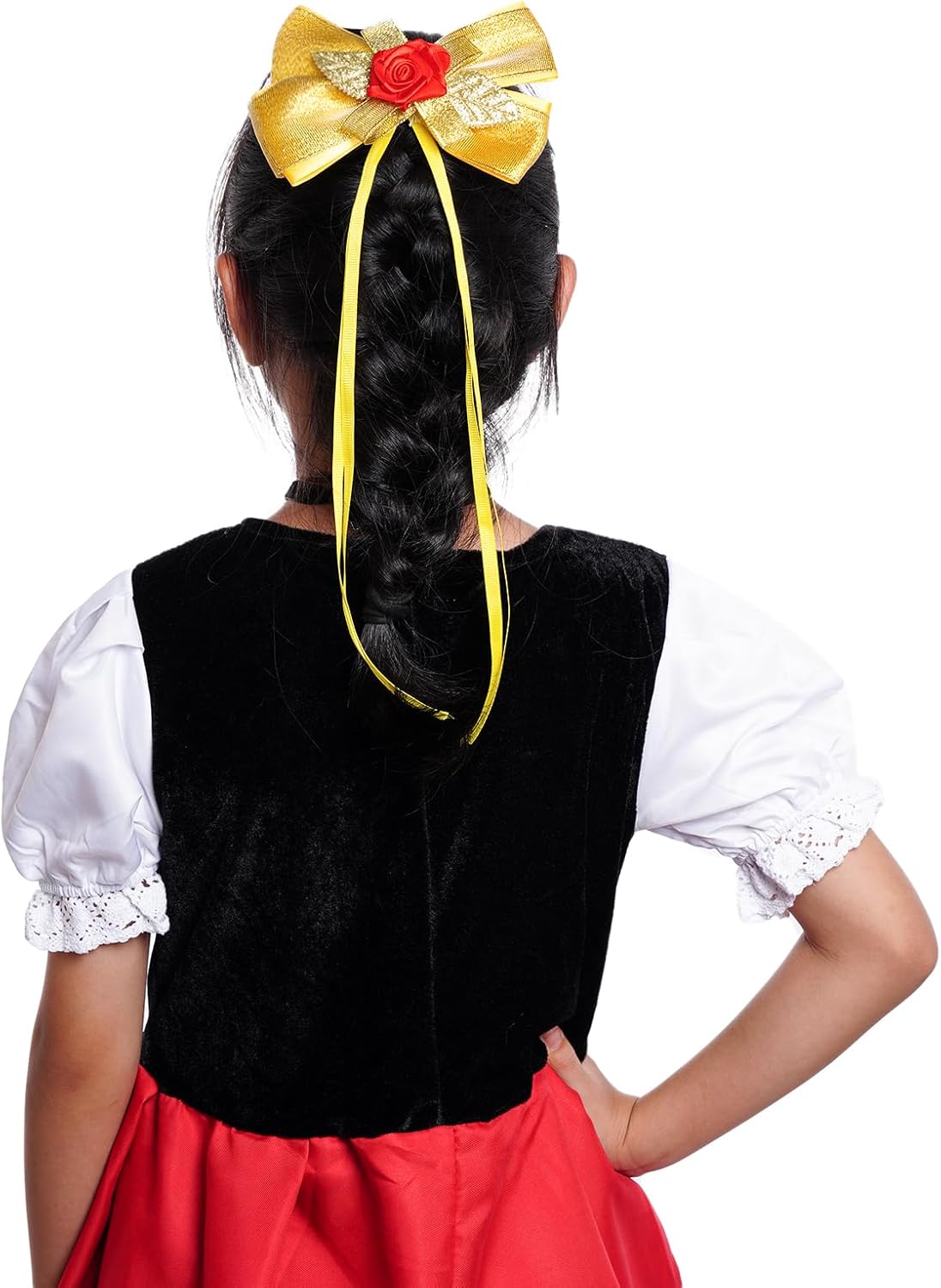 Princess Dress Up Accessories Yellow Hair Bow Rose Necklace