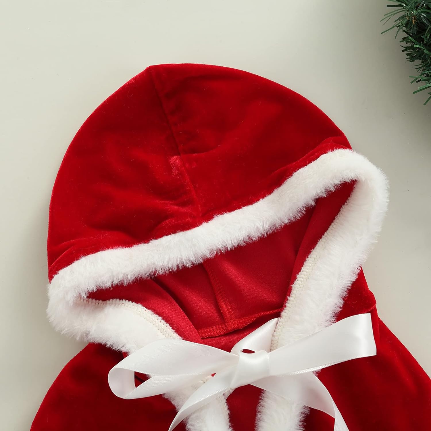 Christmas Cloak for Kids Winter Warmth Fur-trimmed Velvet-Kids Costume