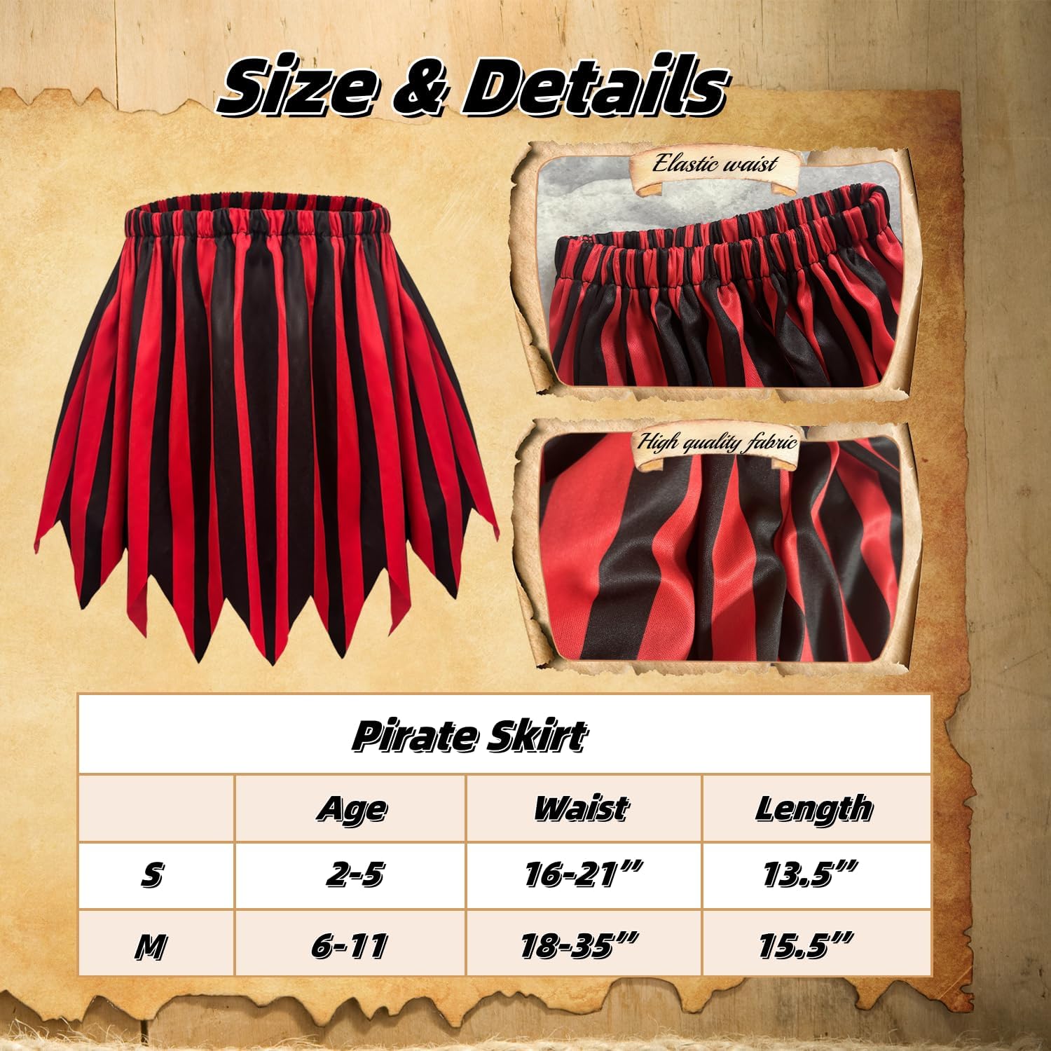 5-Piece Kids Pirate Costume Complete Halloween Accessories