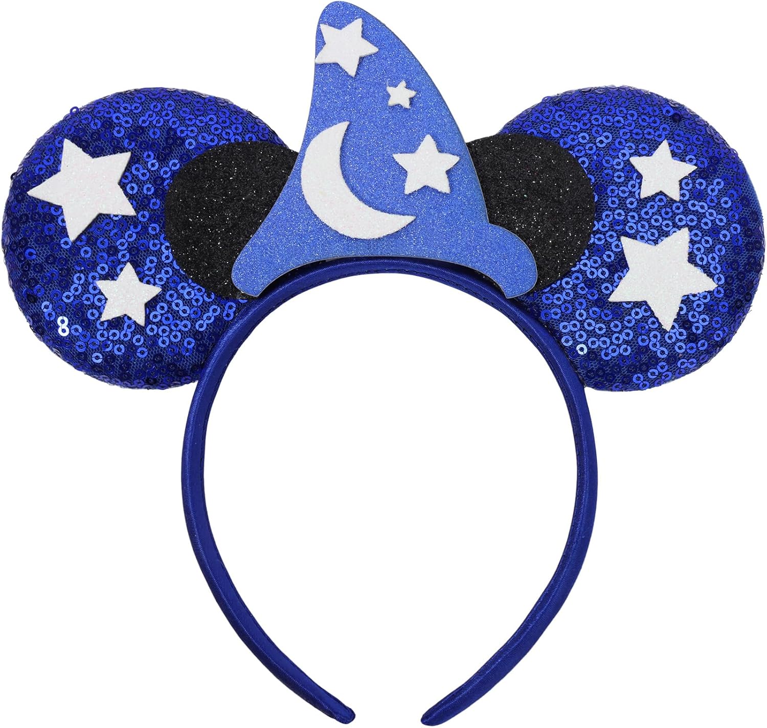 ETLUK Mouse Ears Headband - Blue Wizard Park Ears Sequin Bow