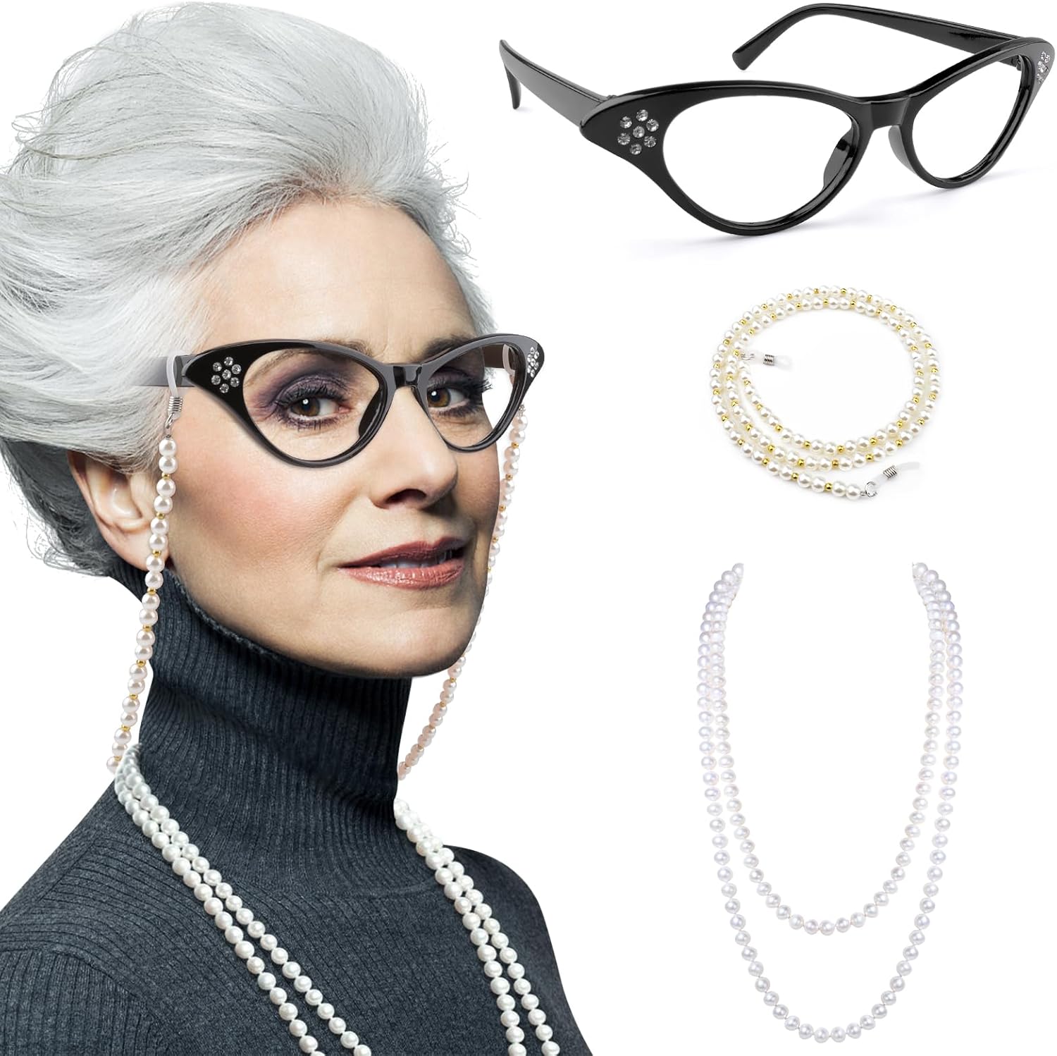Kyerivs Granny Costume Accessories Set for Kids and Adults