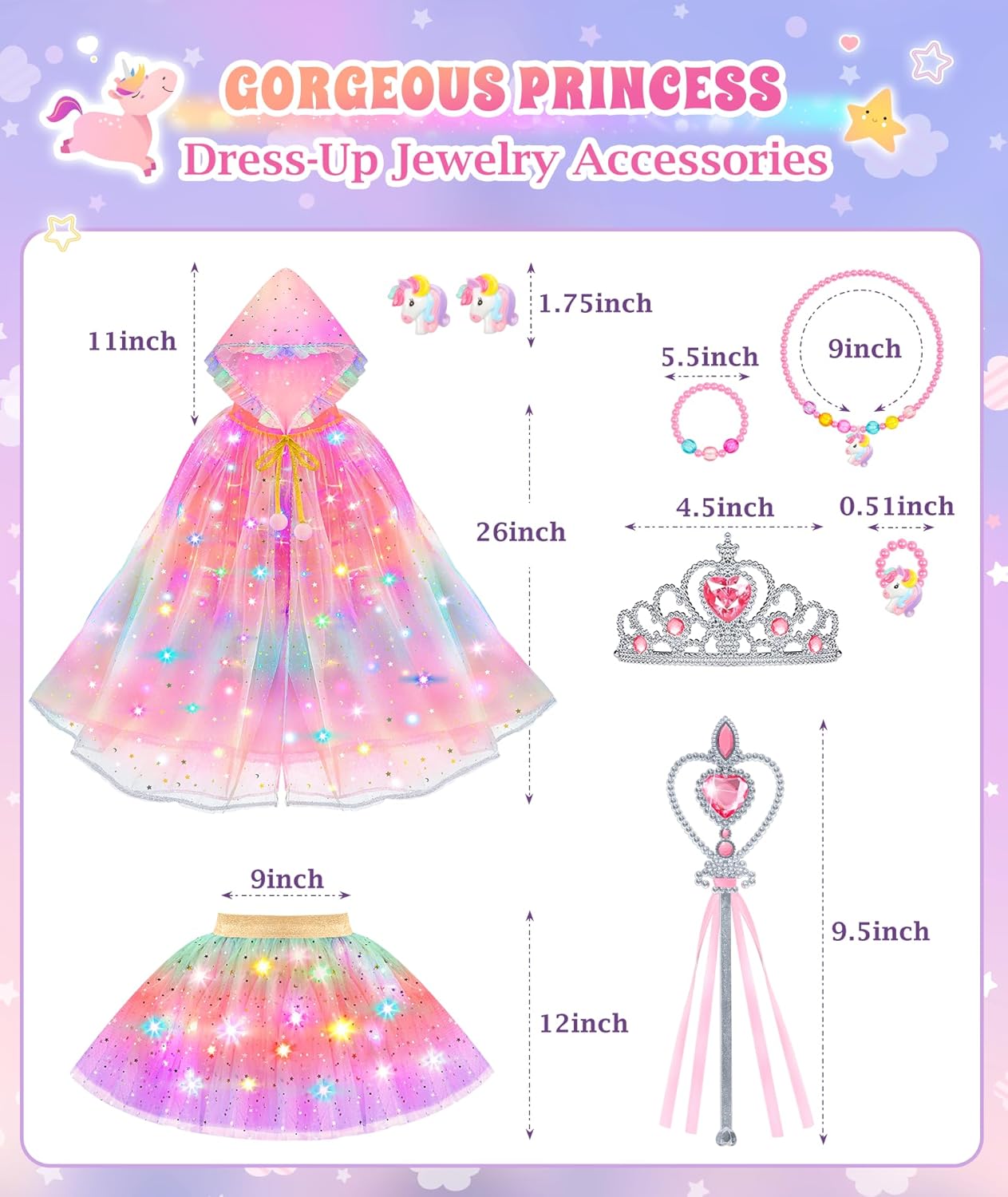 DOLNOW Princess Dress Up Set for Girls