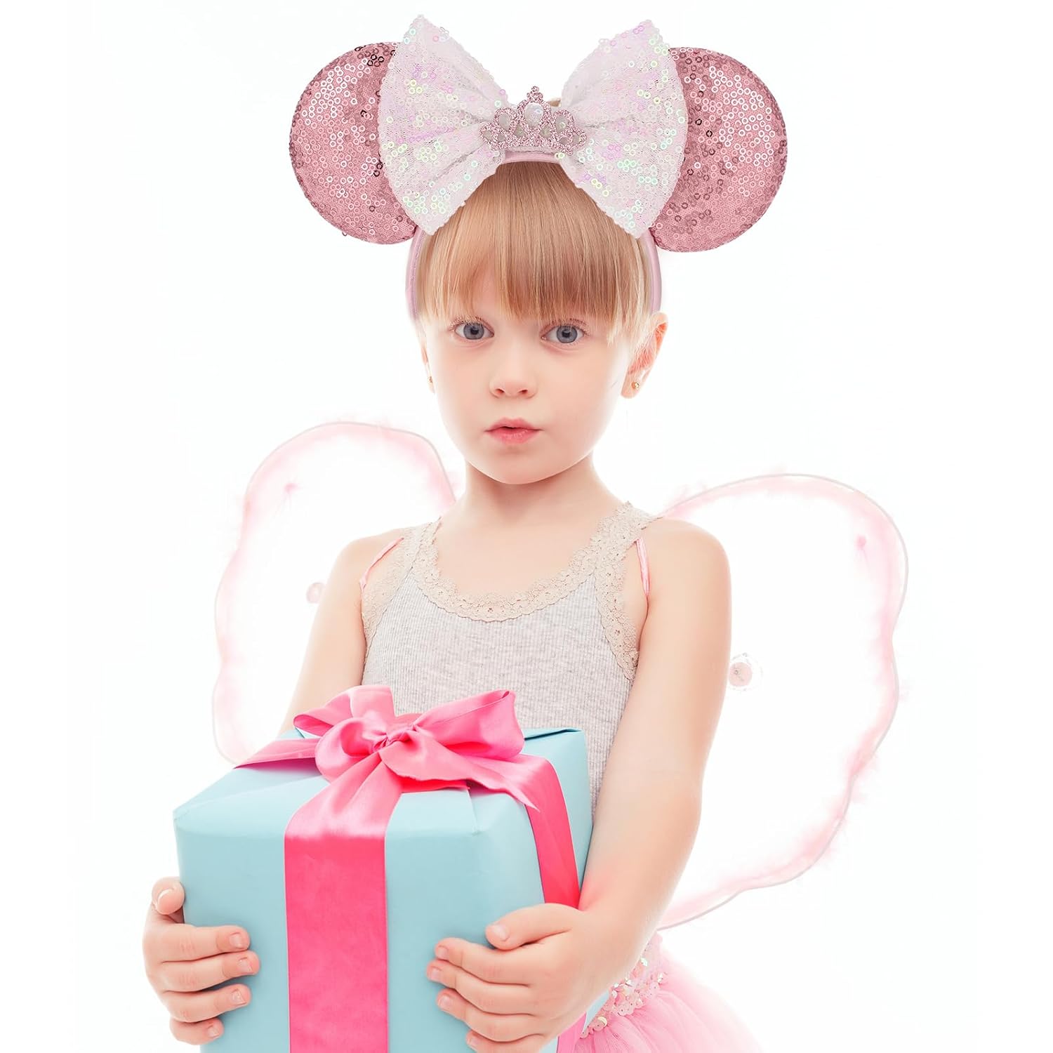 4-Piece Mouse Ear Headband Set - Sequin Design for Kids Adults