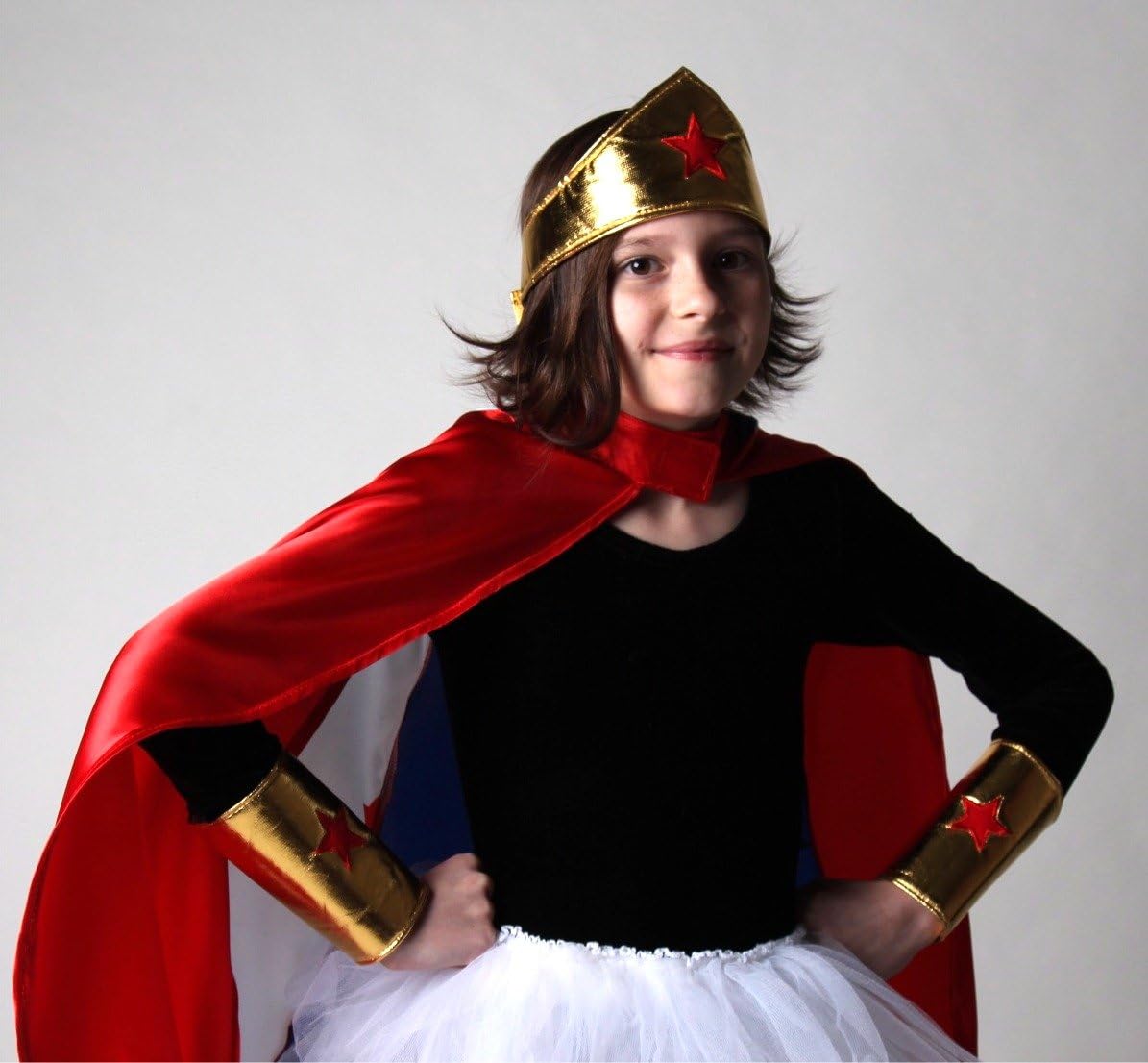 Girls Gold Wonder Crown Superhero Costume Set