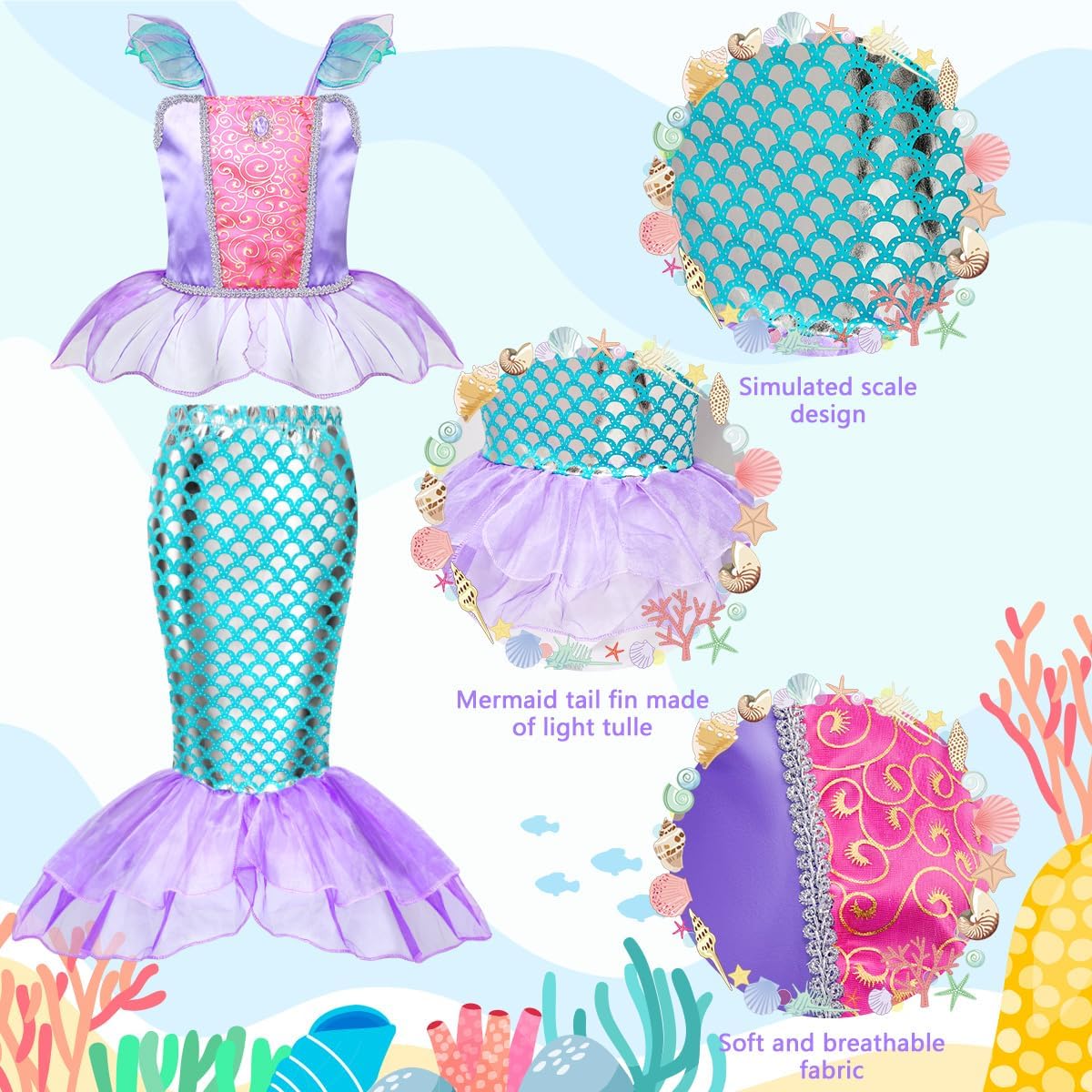 Meland Little Mermaid Dress Set