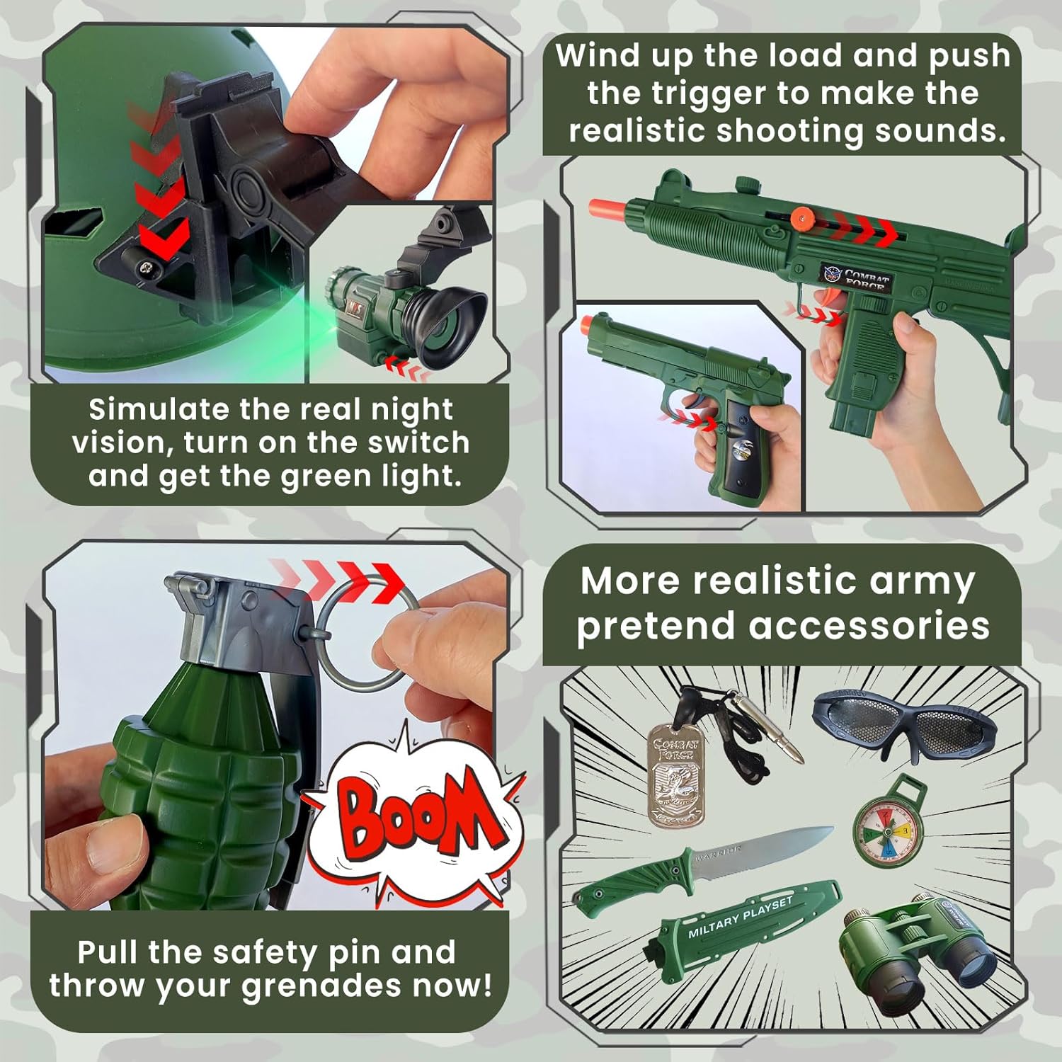 ZIRSENG 20-Piece Army Costume Set for Kids