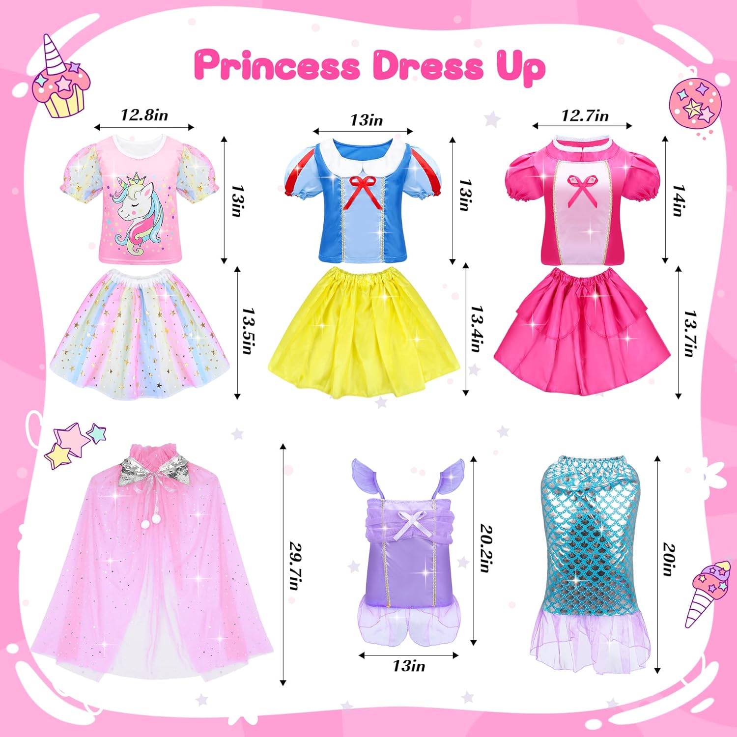 Princess Mermaid Play Costumes 16-Piece Set for Kids