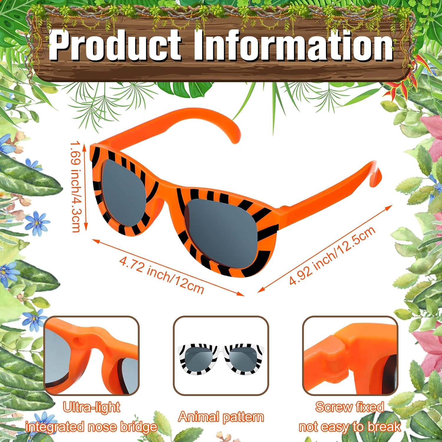 Flutesan 24 Pack Animal Print Sunglasses for Kids