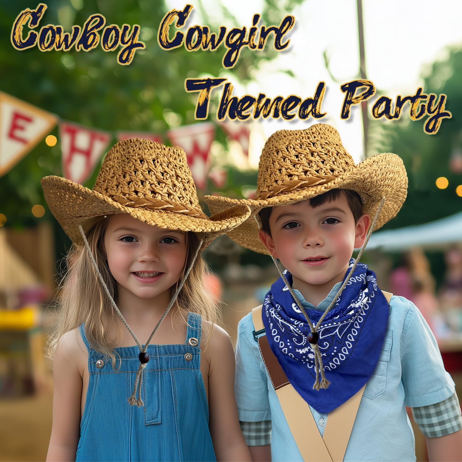 SeptCity Kids Cowboy Hat with Bandana for 2-5 Year Olds