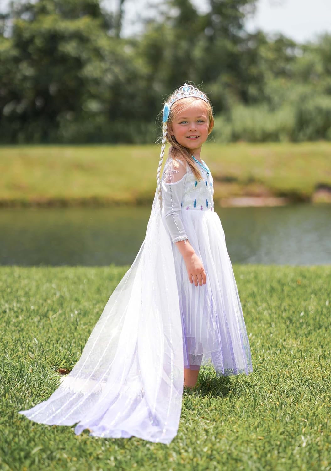 Aoiviss White Snow Queen Princess Dress for Girls