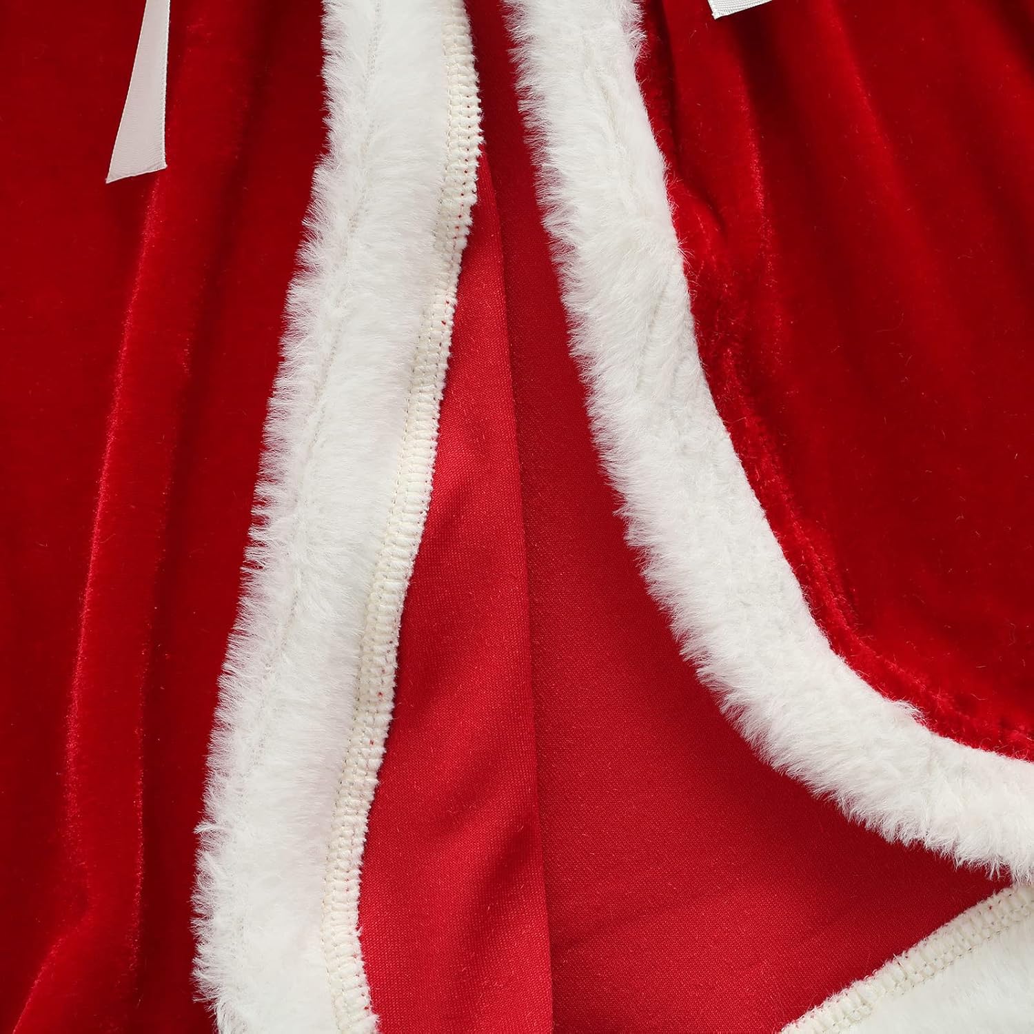 Christmas Cloak for Kids Winter Warmth Fur-trimmed Velvet-Kids Costume