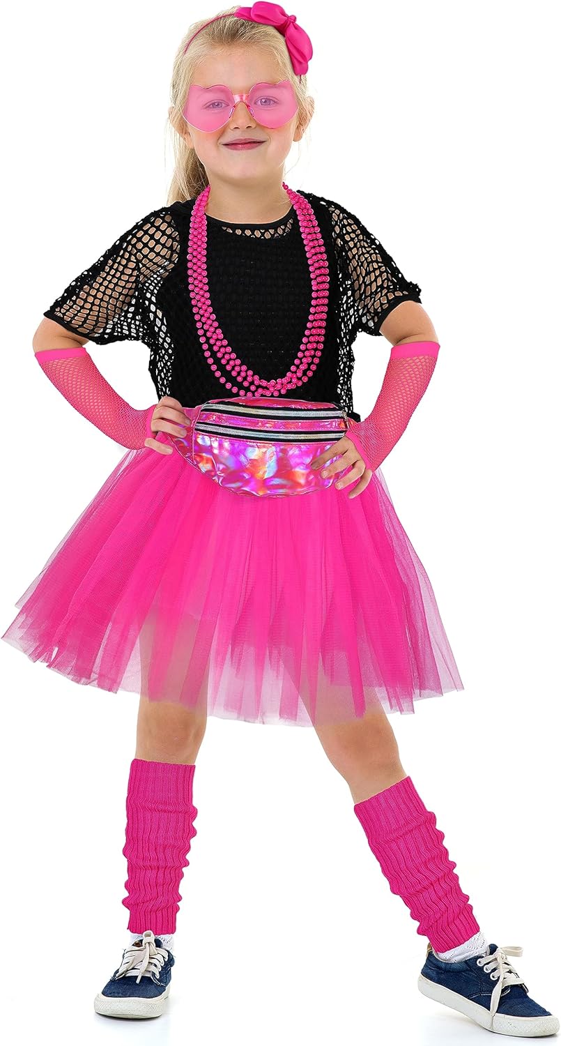 AOTHSO 14-Piece 80s Girls Halloween Costumes Set for Cosplay
