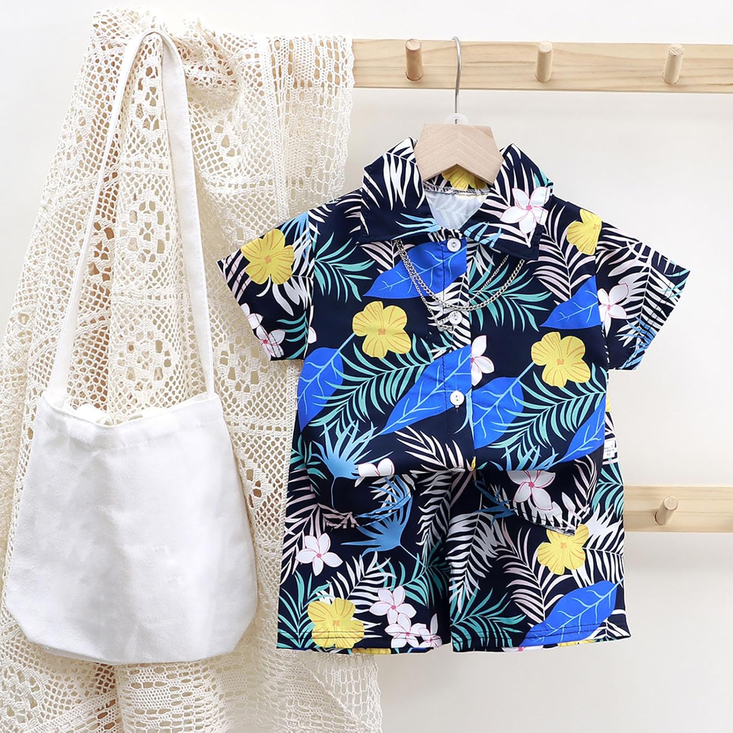 Casual Beach Outfits for Boys Hawaiian Vacation Shirts Shorts 2-15