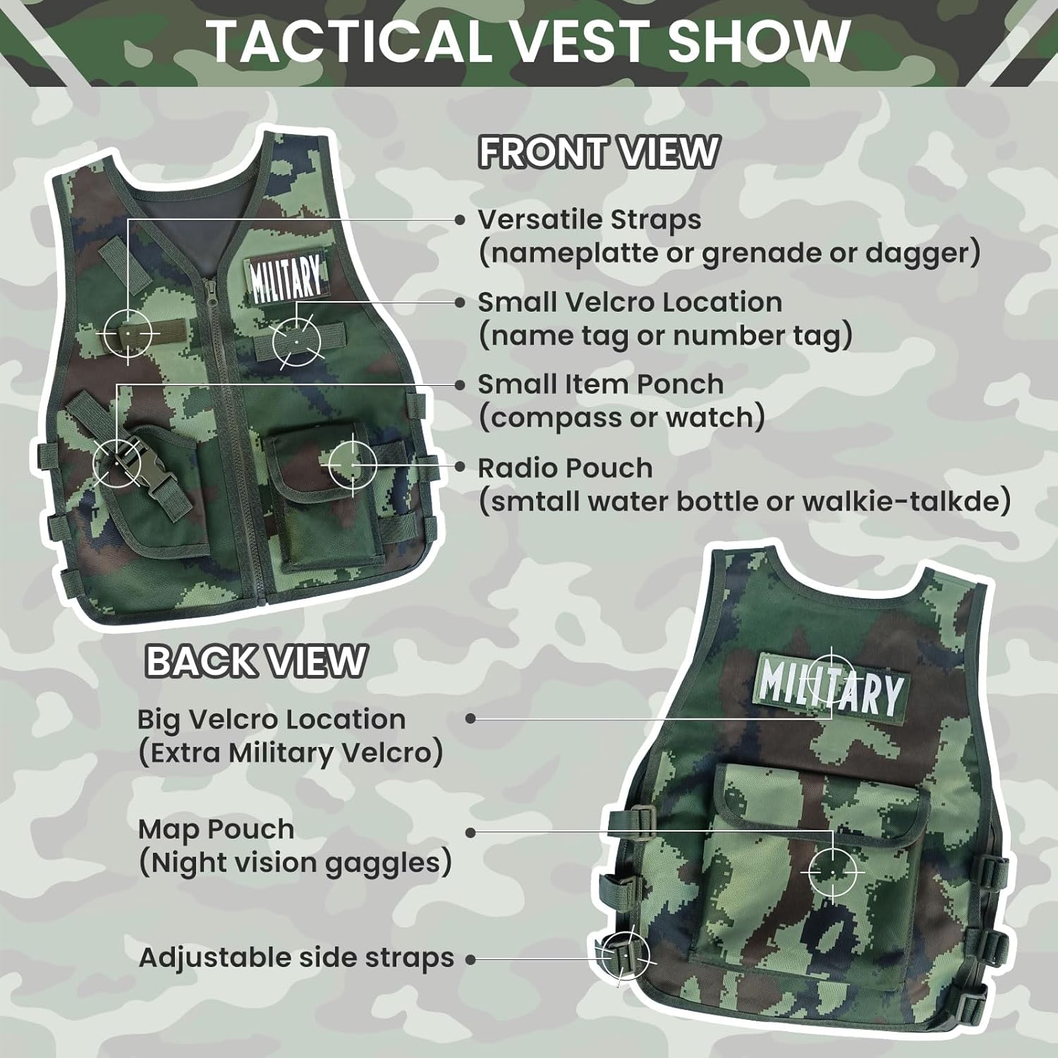 ZIRSENG 20-Piece Army Costume Set for Kids