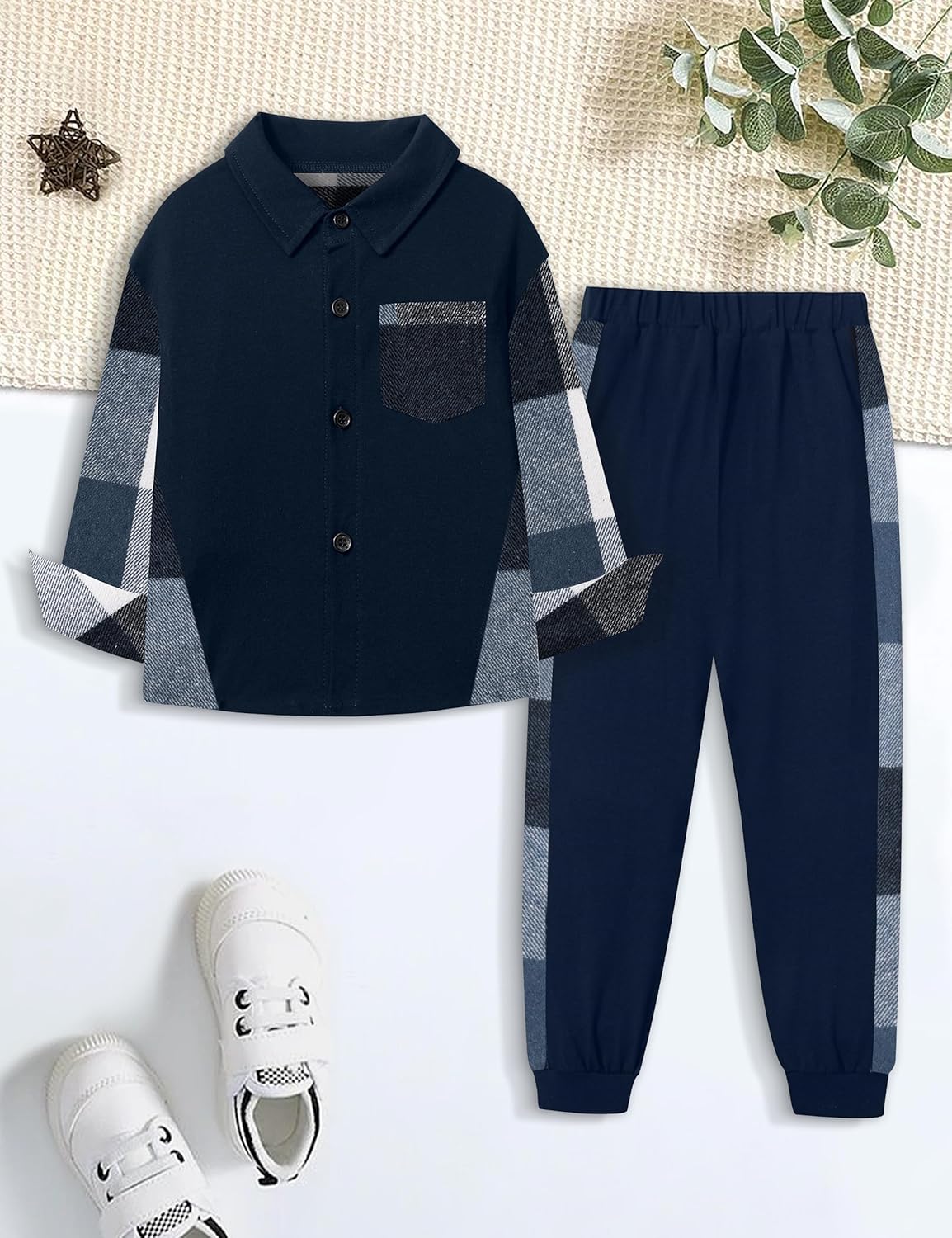 Boys Plaid Pullover Activation Set