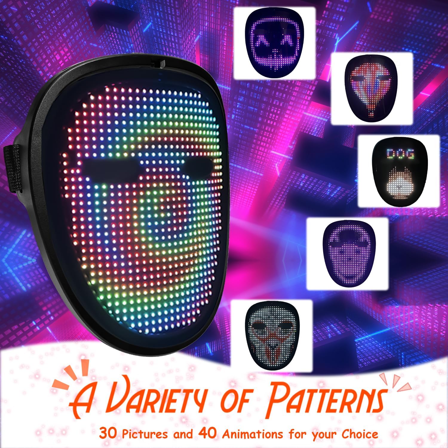 MOYACA LED Mask with Gesture Sensing for Kids Halloween costume