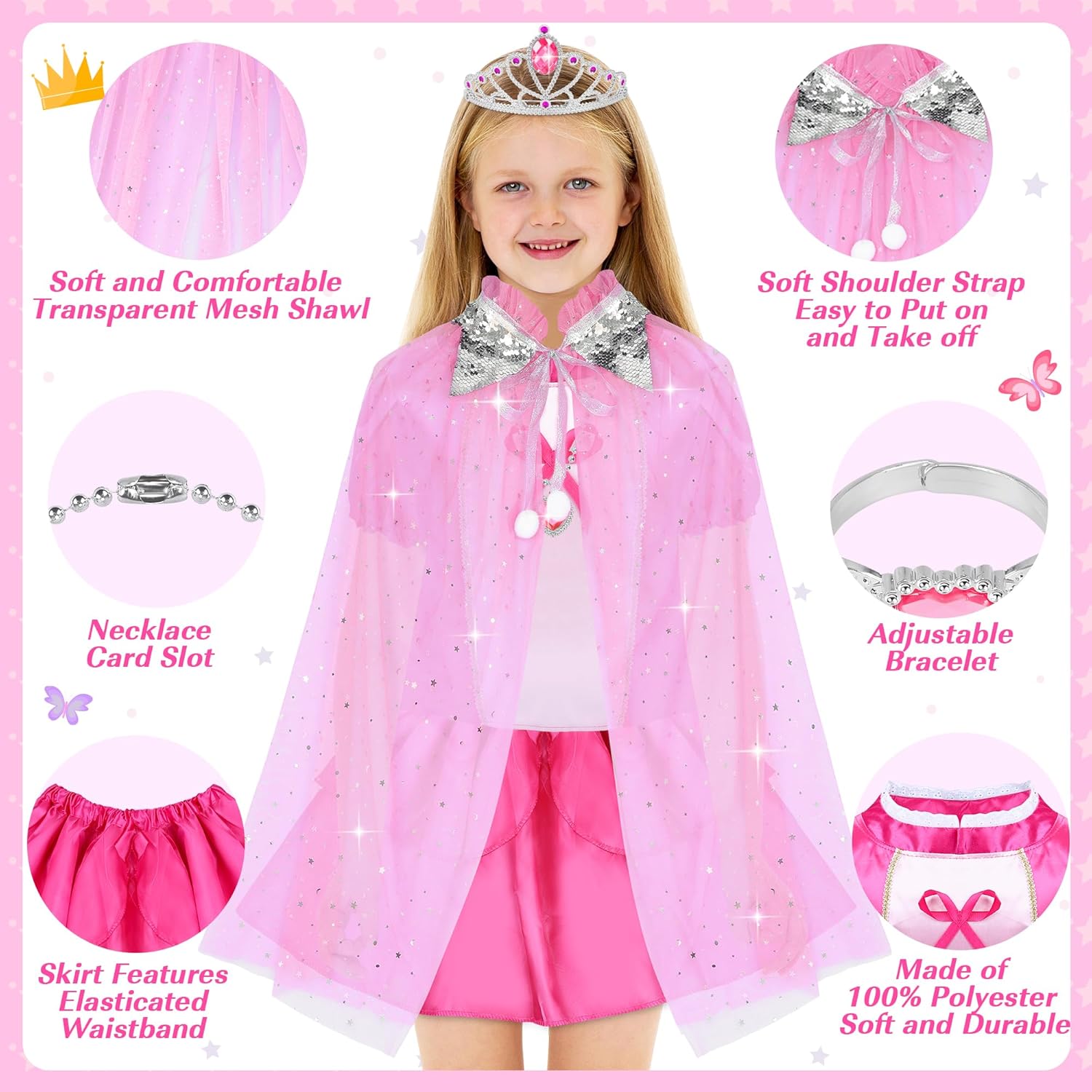 Princess Mermaid Play Costumes 16-Piece Set for Kids