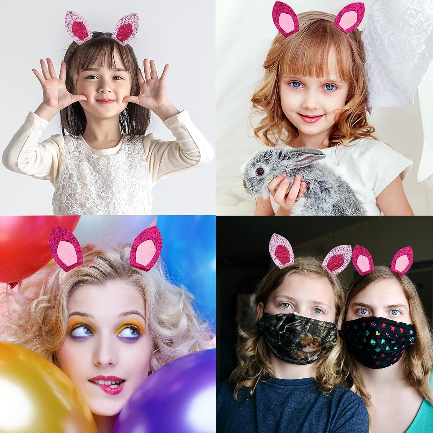 4pc Pink Pig Ear Clips for Kids