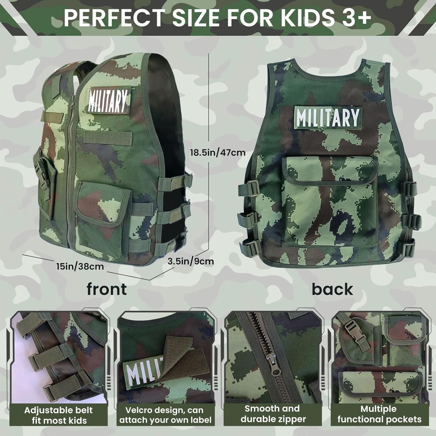 ZIRSENG 20-Piece Army Costume Set for Kids
