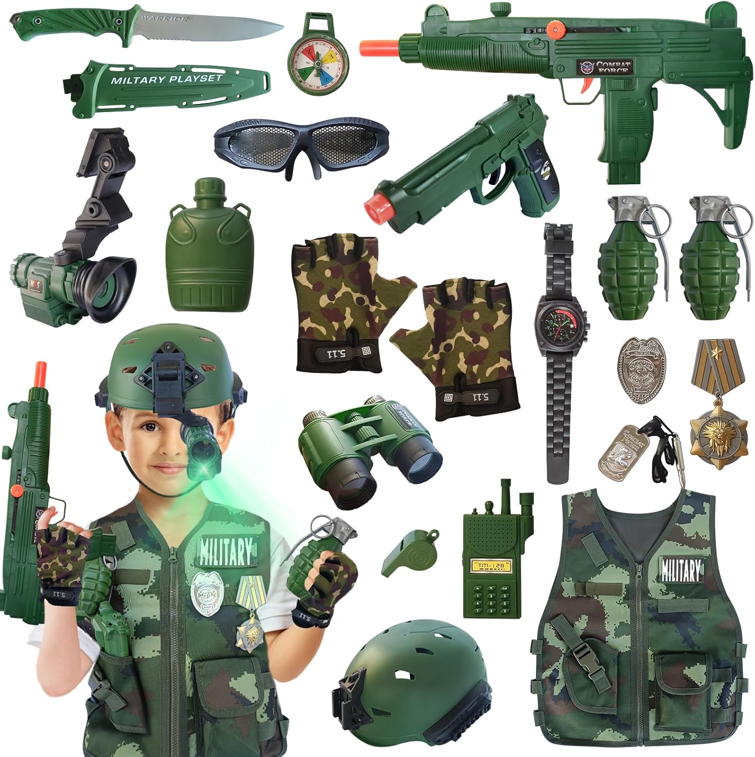 ZIRSENG 20-Piece Army Costume Set for Kids