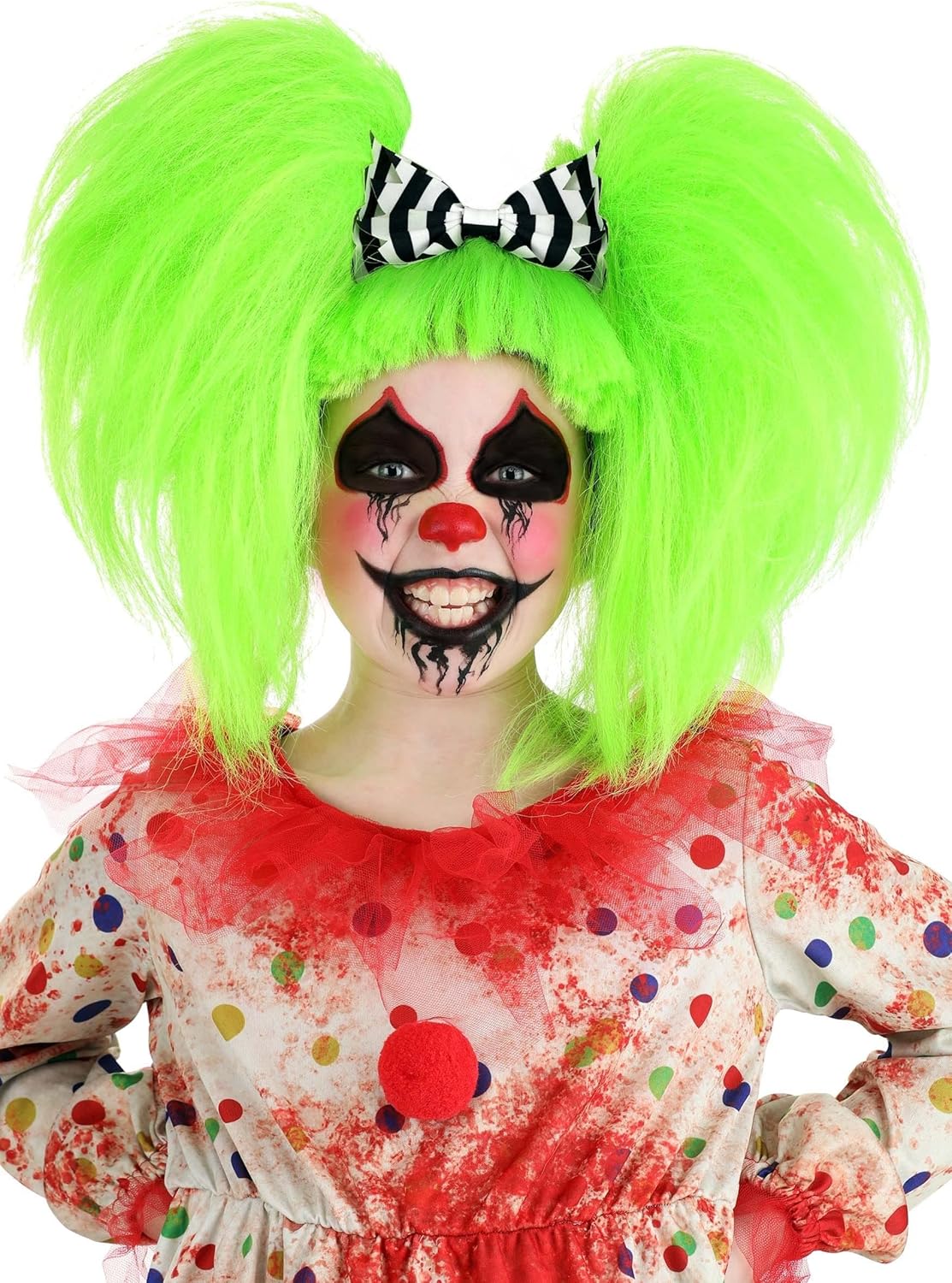 Fun Costumes Neon Green Creepy Clown Wig for Kids