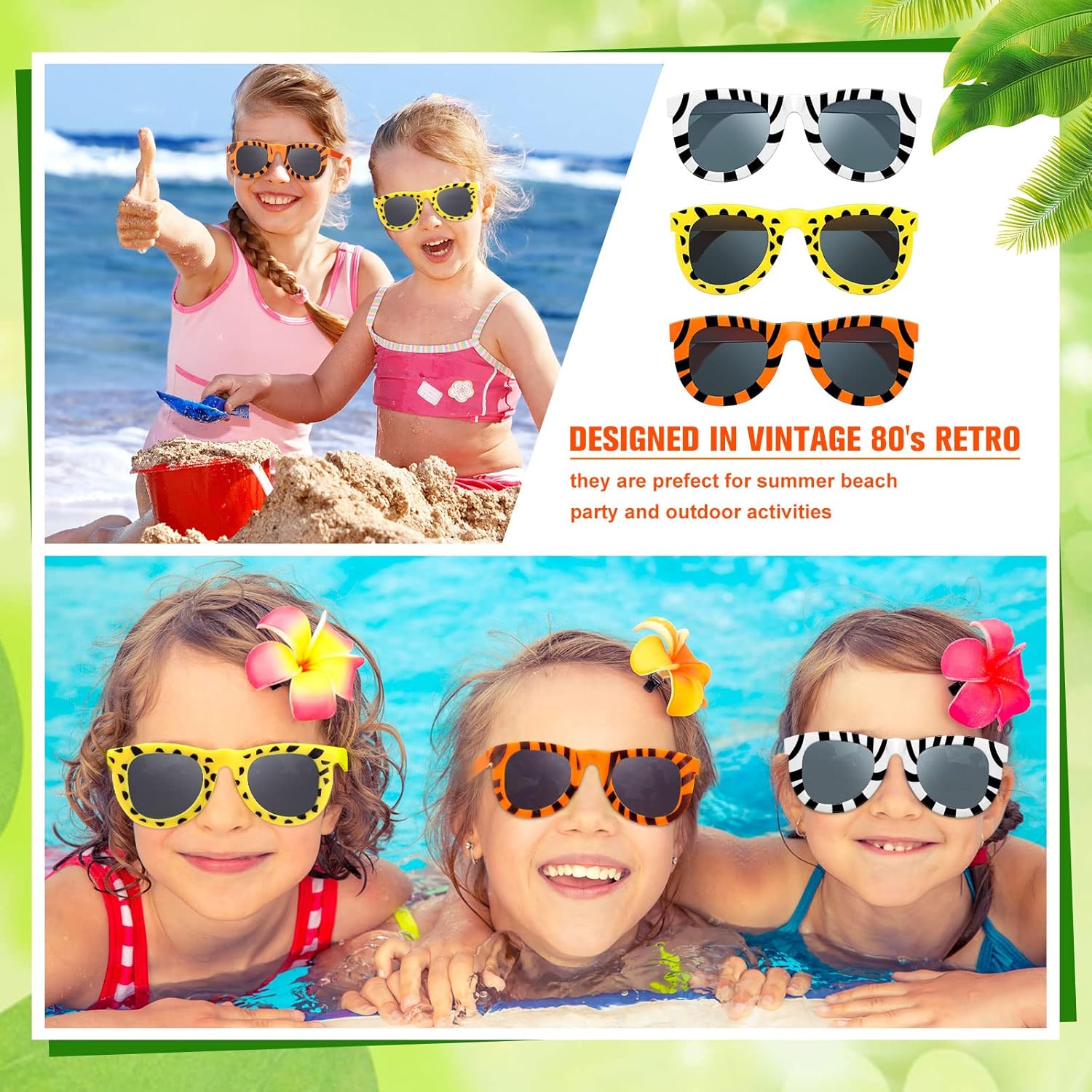 Flutesan 24 Pack Animal Print Sunglasses for Kids