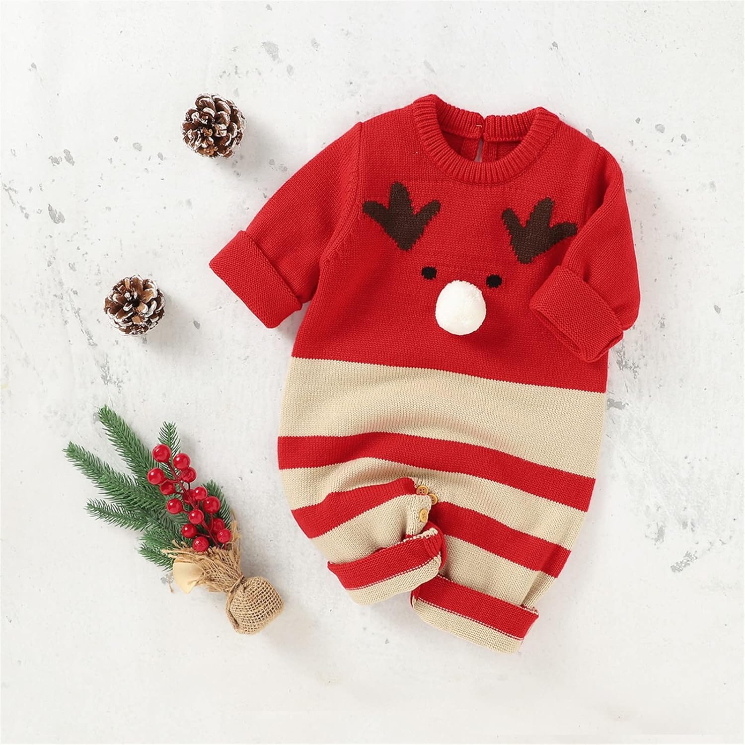 Hand-Knitted Baby Girl Santa Outfit