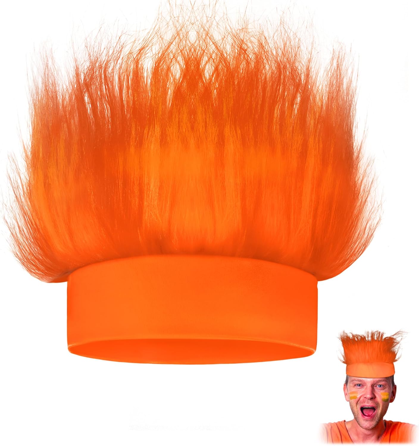 Crazy Orange Hairy Wig Headband - Novelty Place
