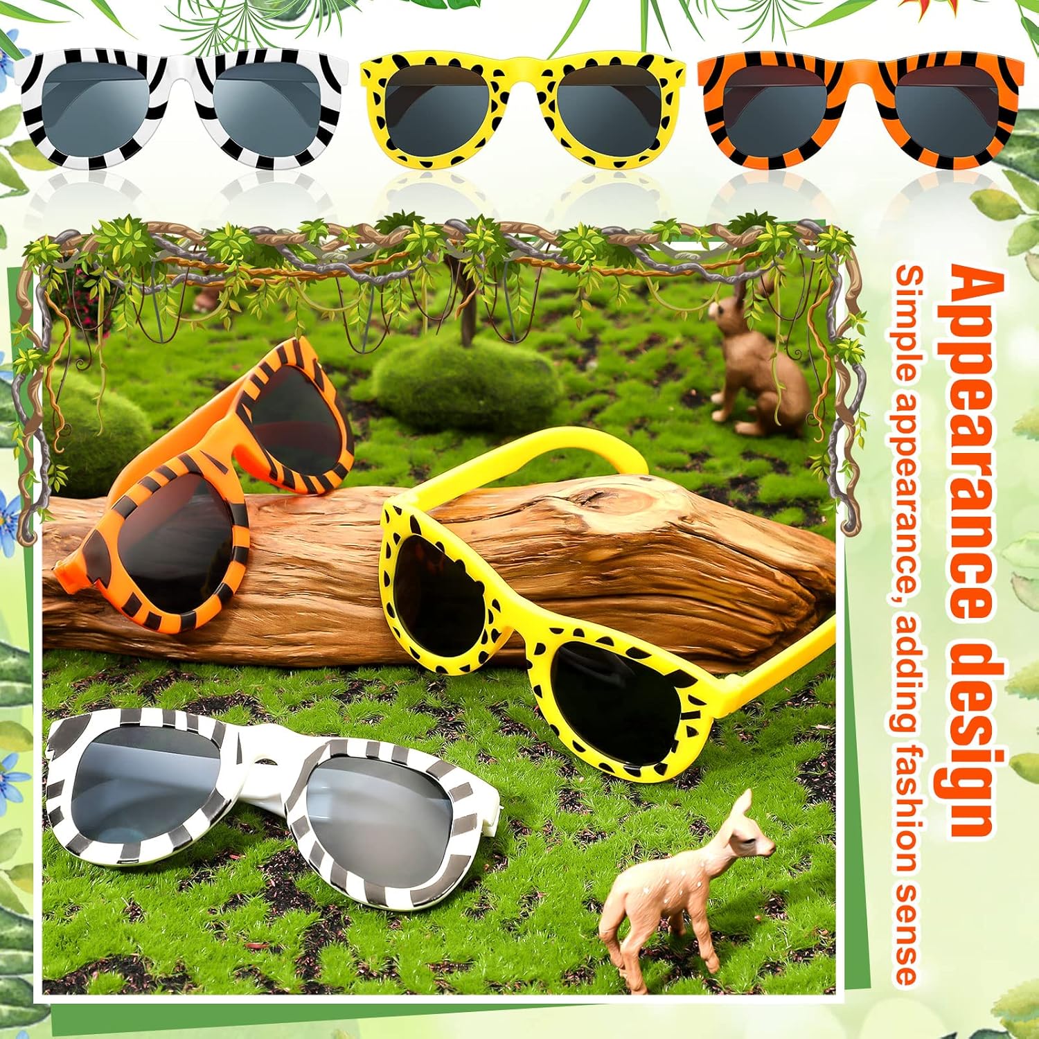 Flutesan 24 Pack Animal Print Sunglasses for Kids